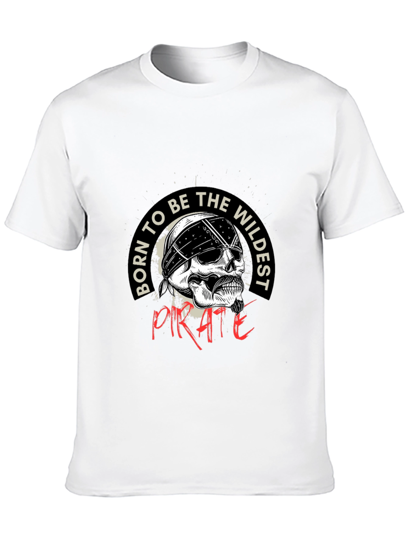 Wildest Pirate Skull Graphic Black T-Shirt