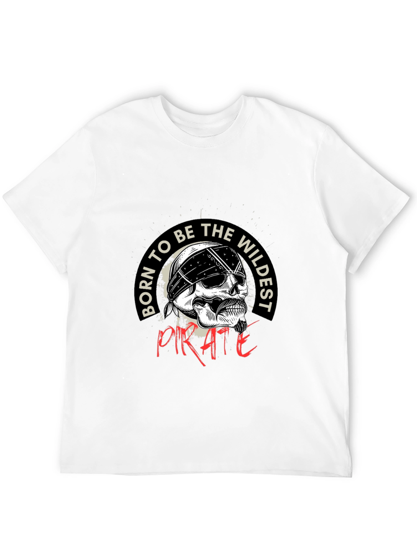 Wildest Pirate Skull Graphic Black T-Shirt