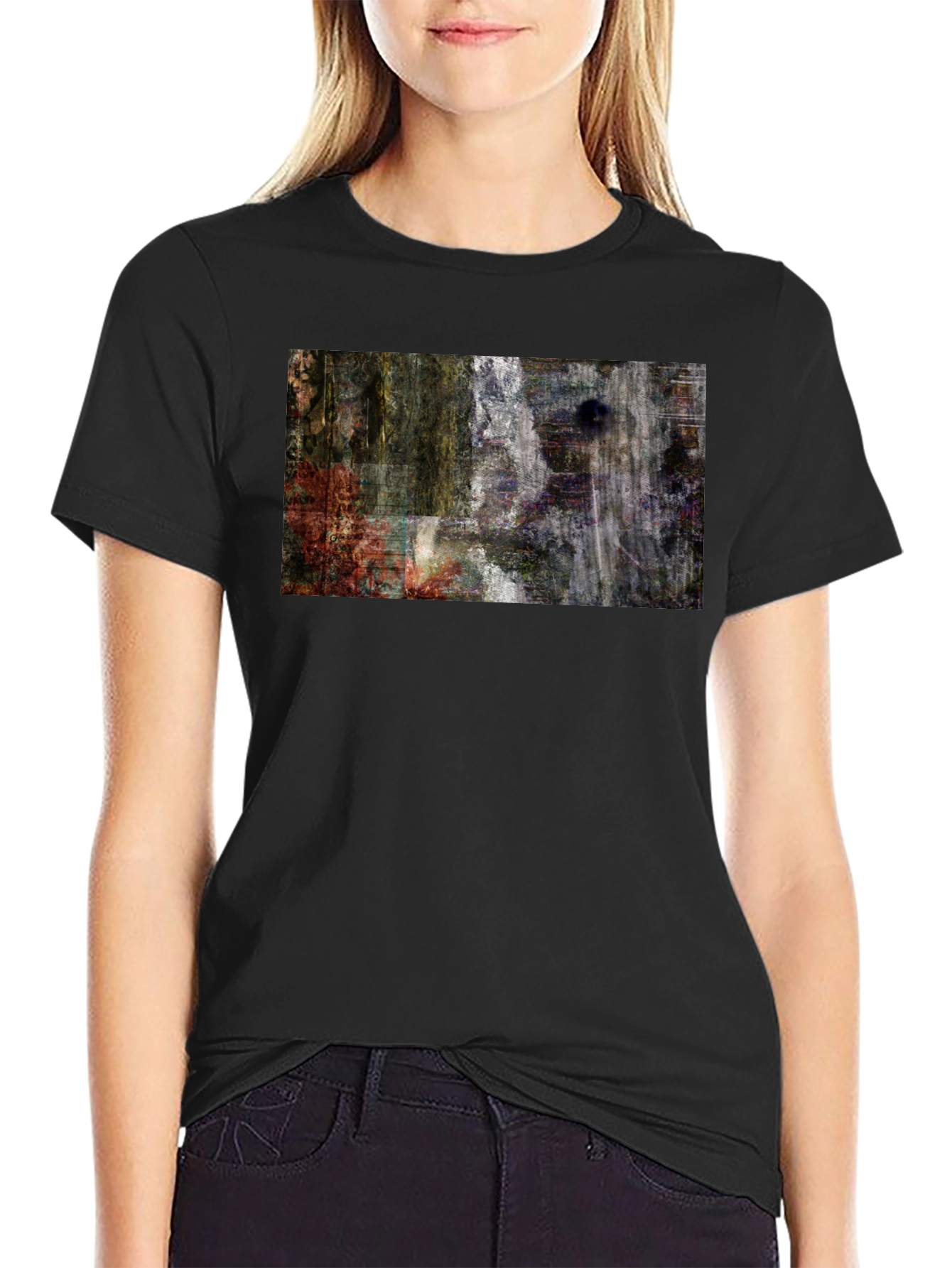 Abstract Art Print Black T-Shirt