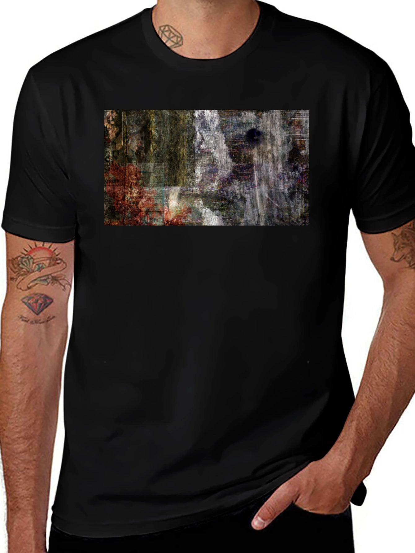 Abstract Art Print Black T-Shirt