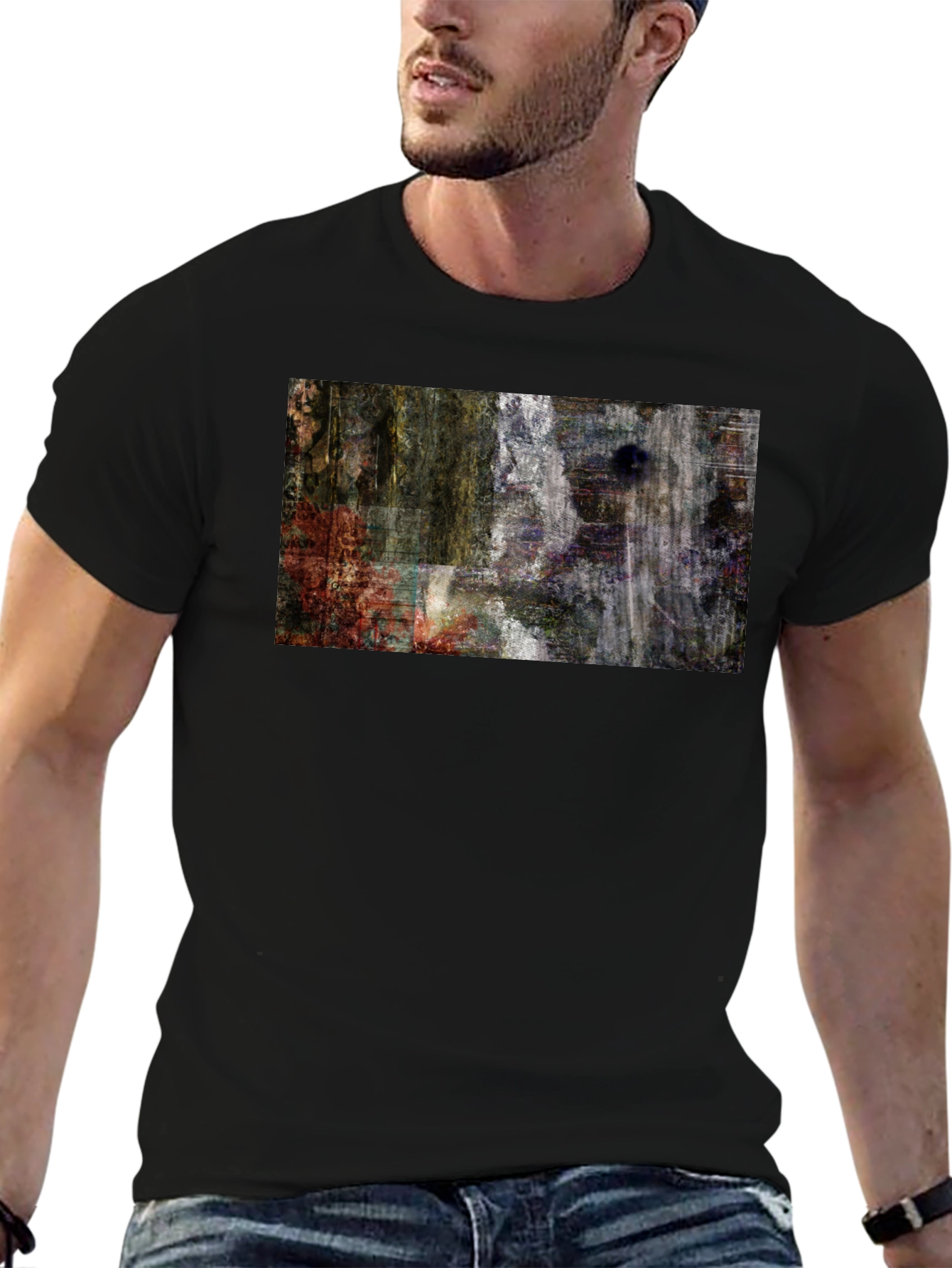 Abstract Art Print Black T-Shirt