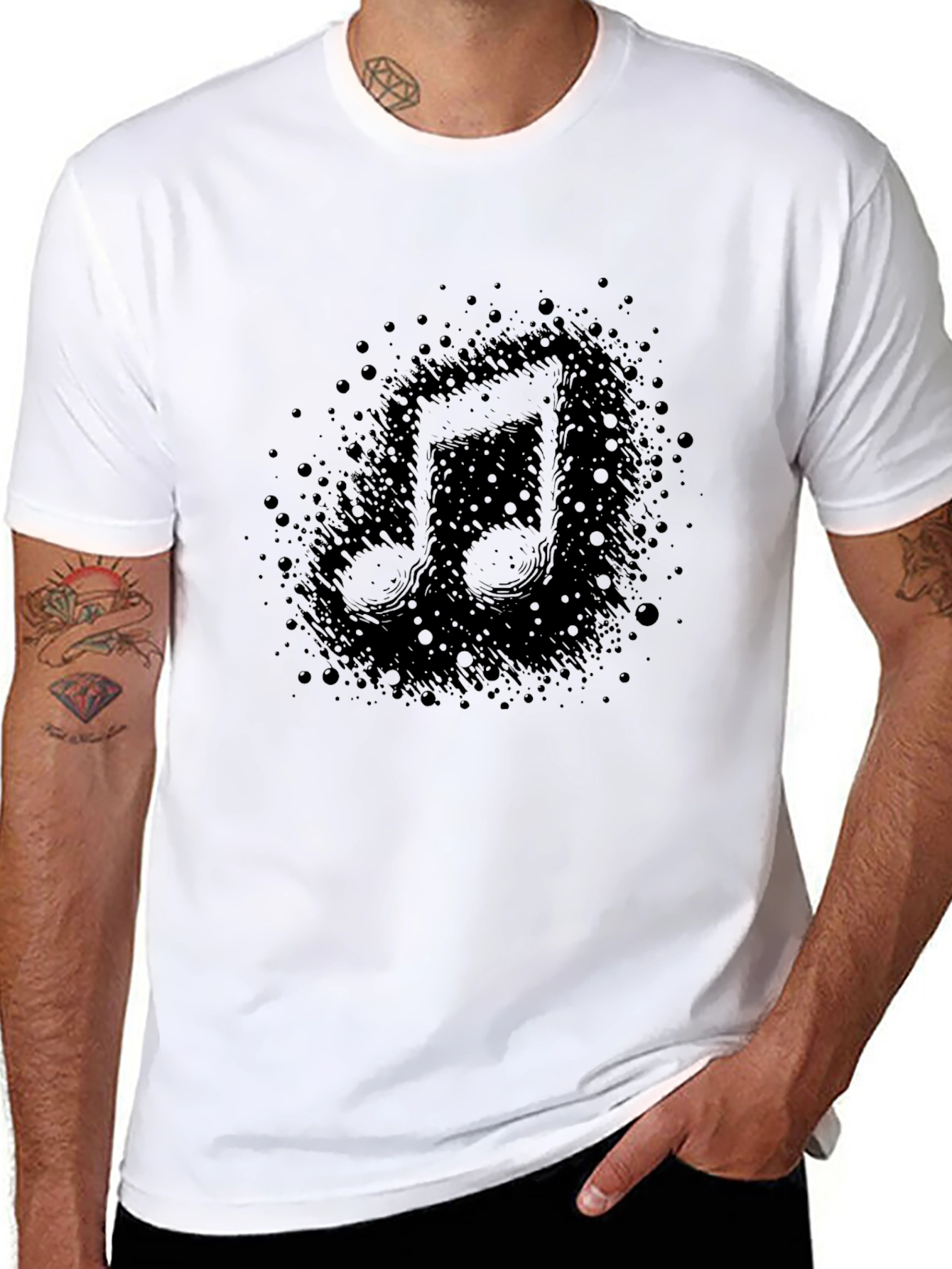 Black Music Note Graphic T-Shirt