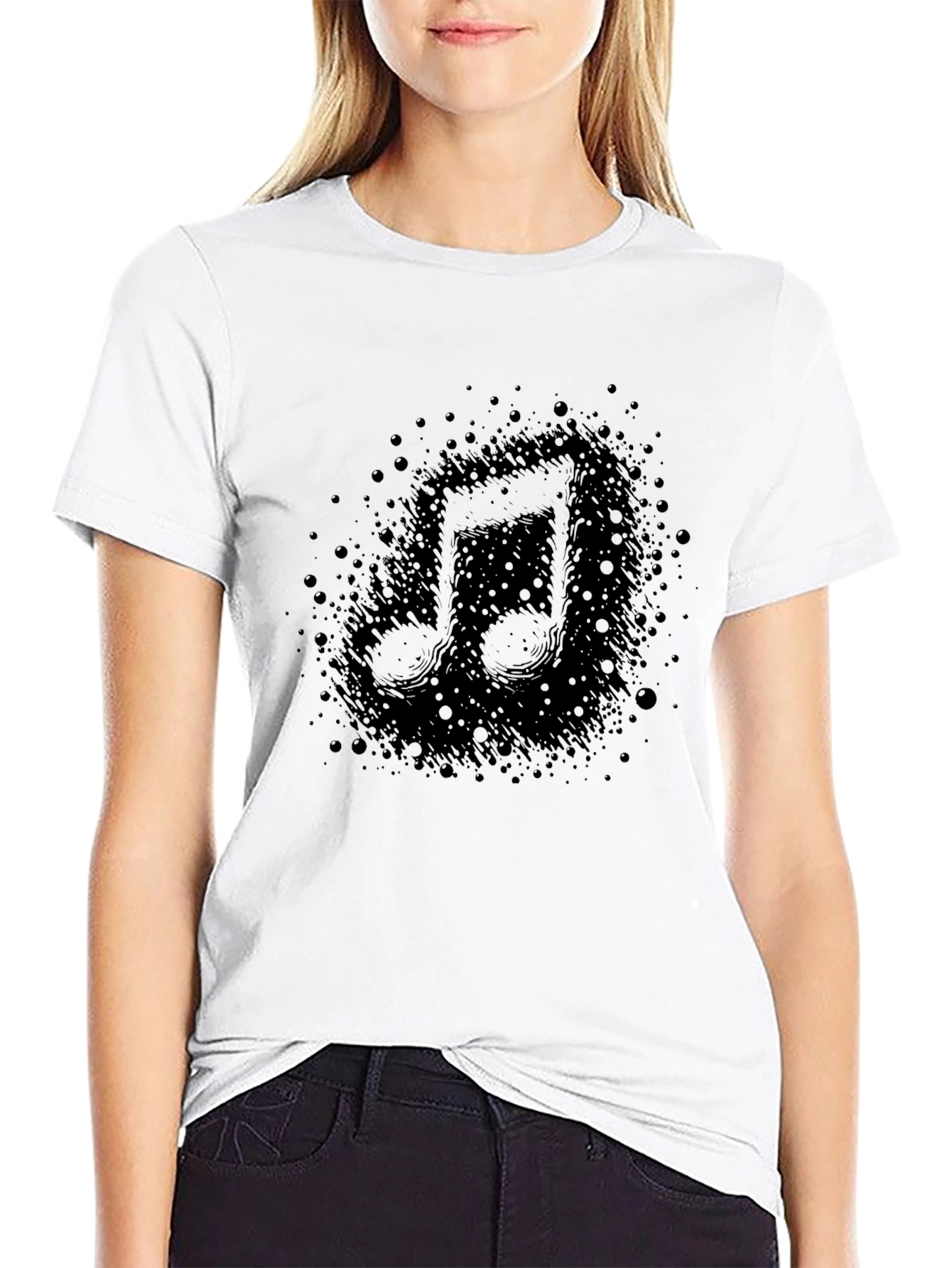 Black Music Note Graphic T-Shirt