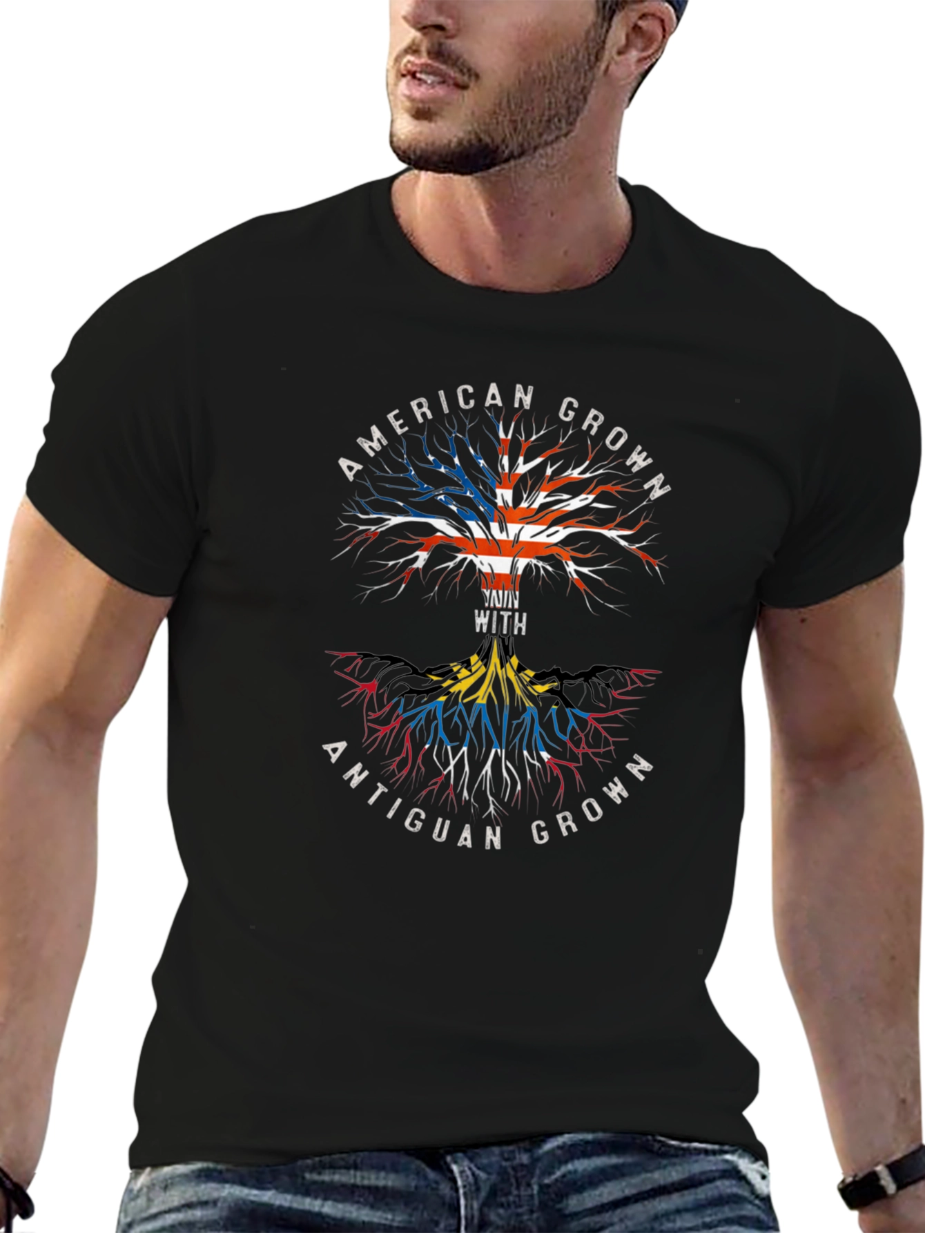 American & Antiguan Grown Roots Graphic Tee