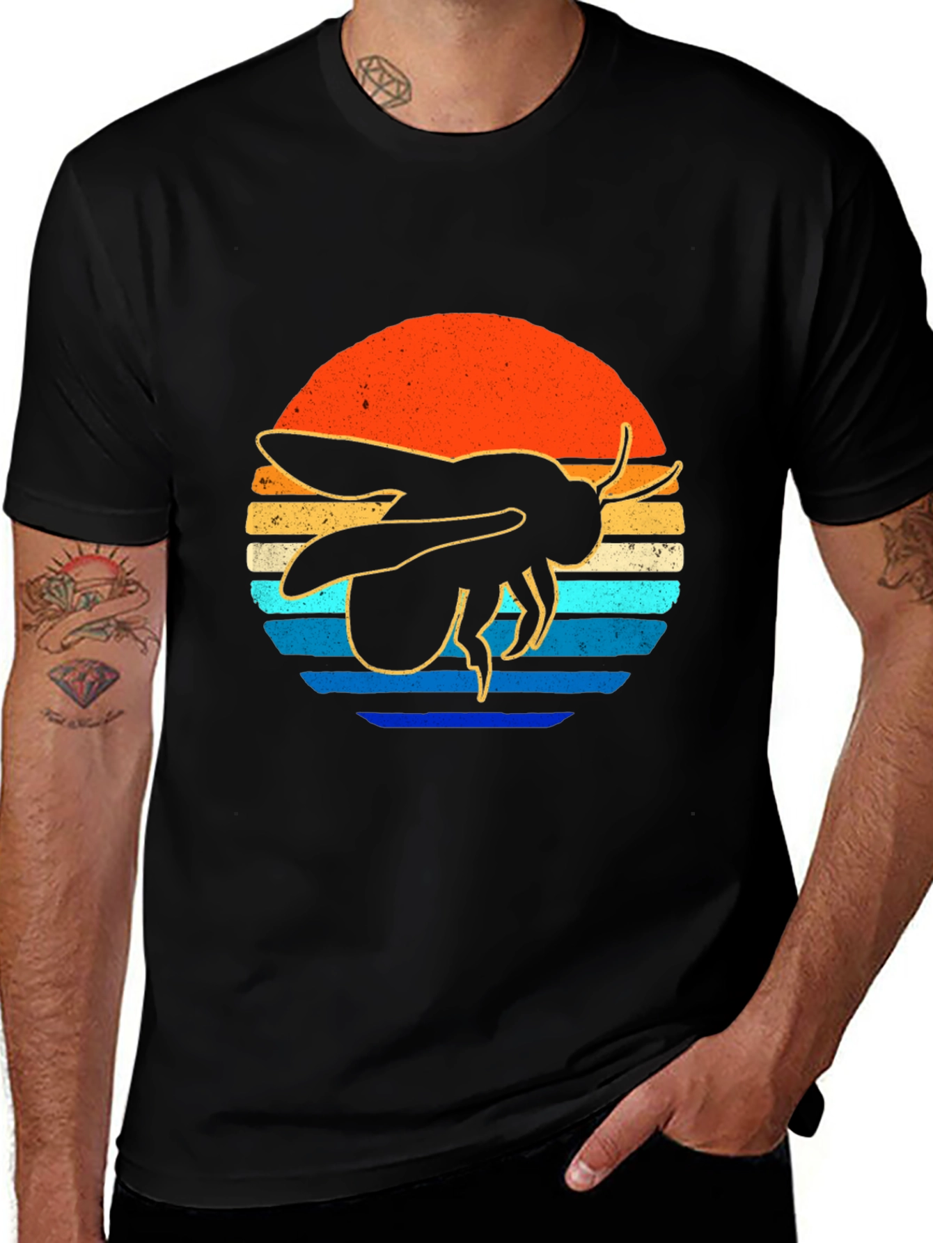 Retro Bee Graphic Tee - Black T-Shirt