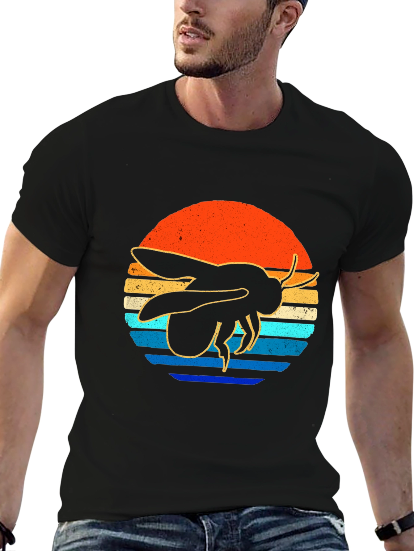 Retro Bee Graphic Tee - Black T-Shirt