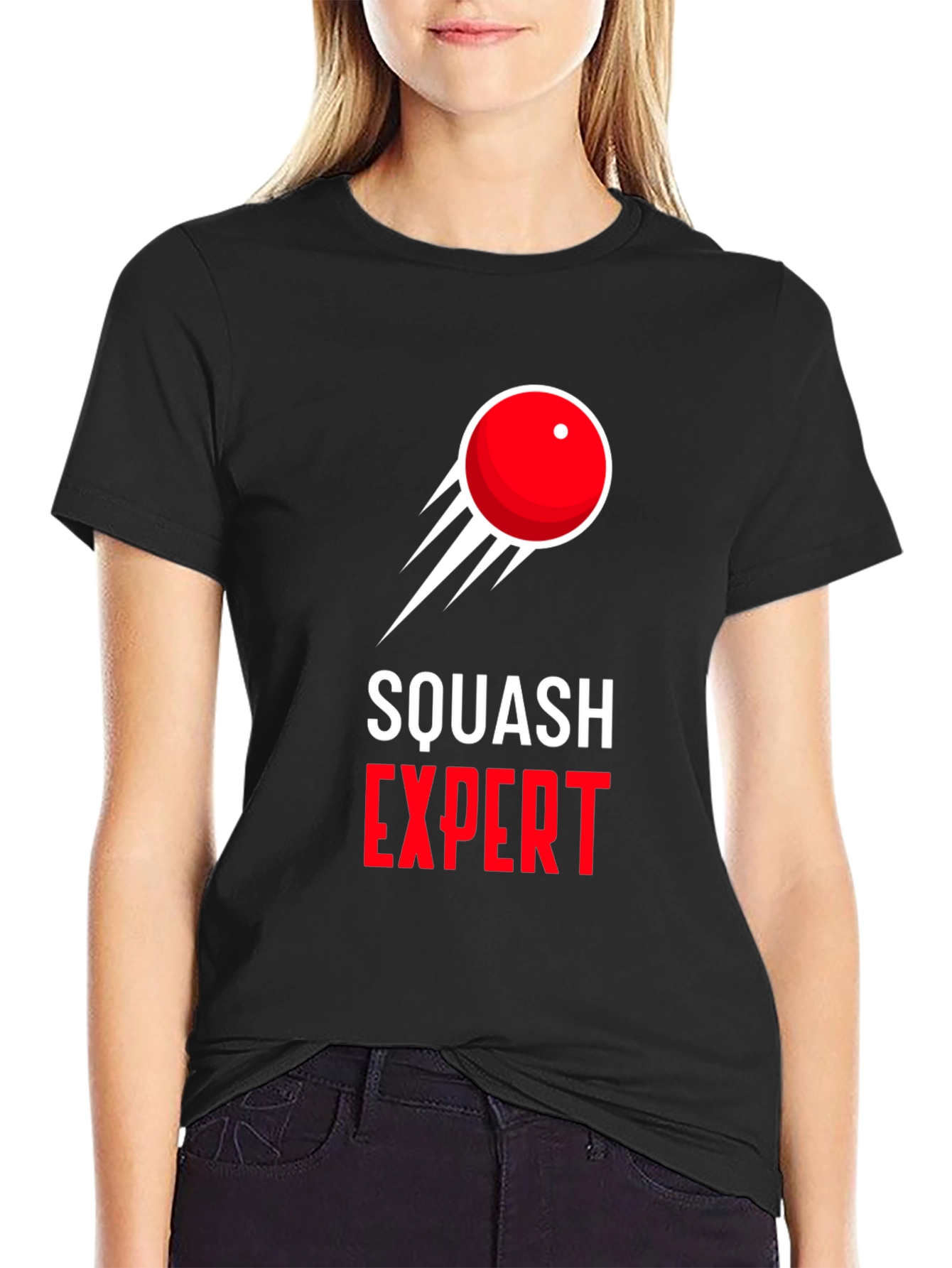 Squash Expert Graphic Tee - Black Cotton T-Shirt