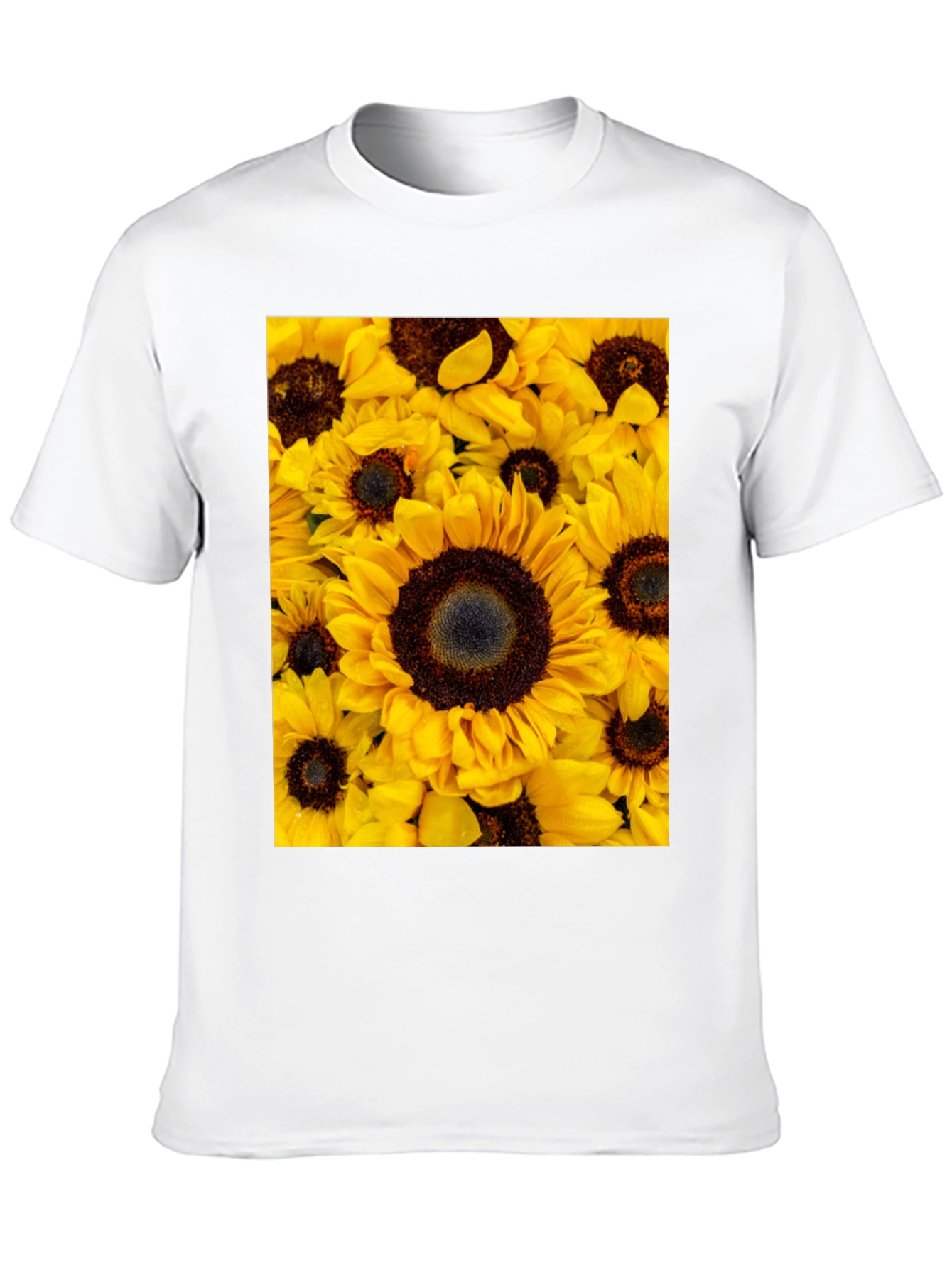 Sunflower Print Black T-Shirt