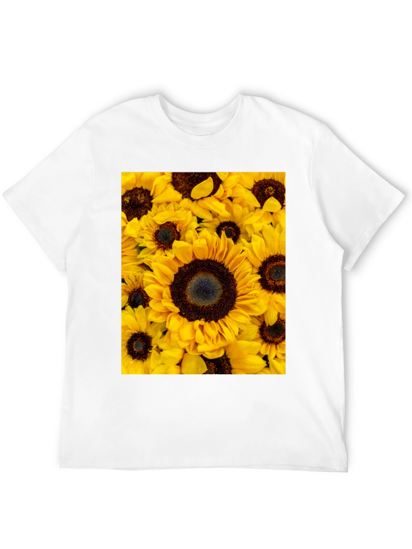 Sunflower Print Black T-Shirt