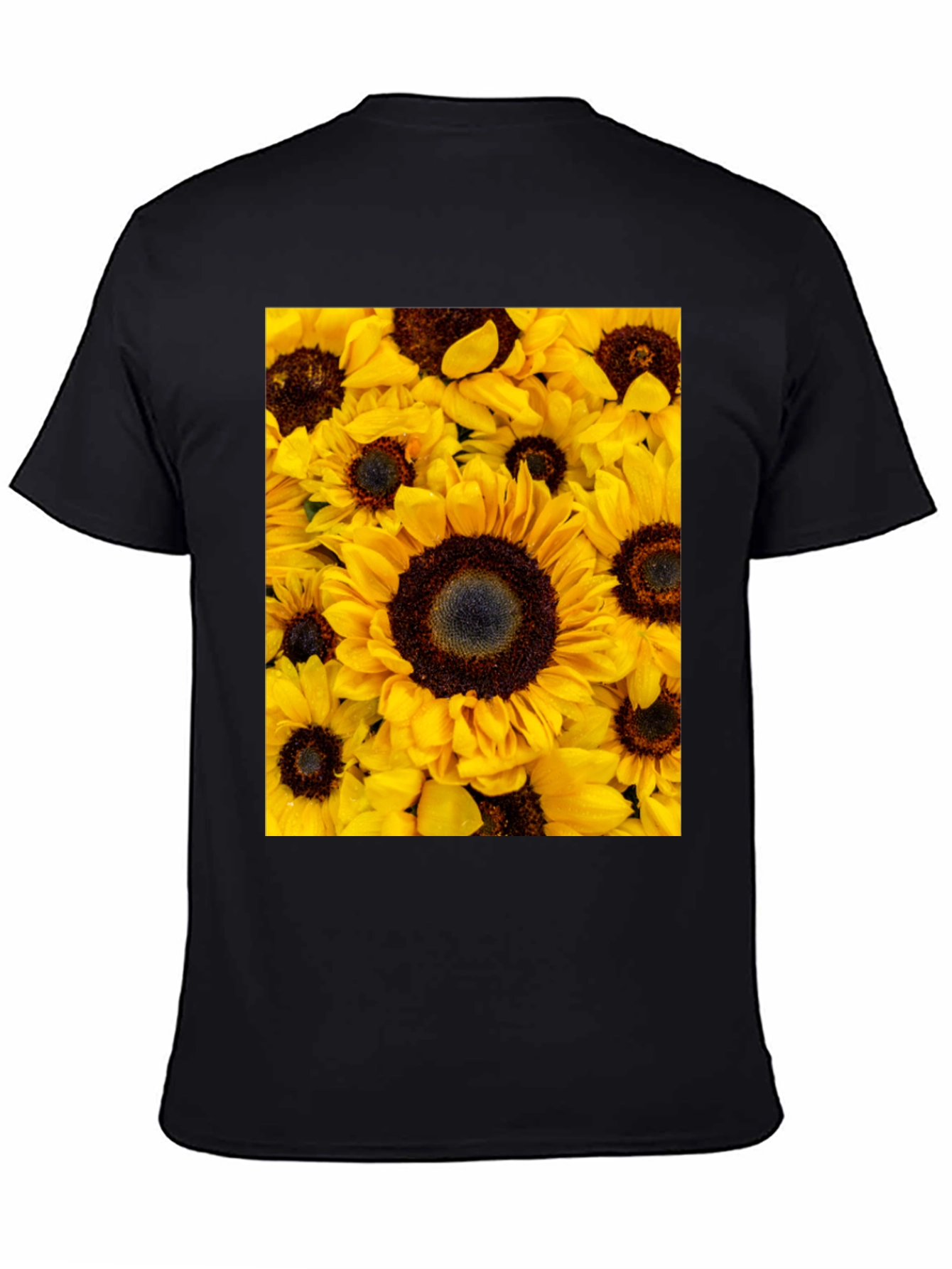 Sunflower Print Black T-Shirt