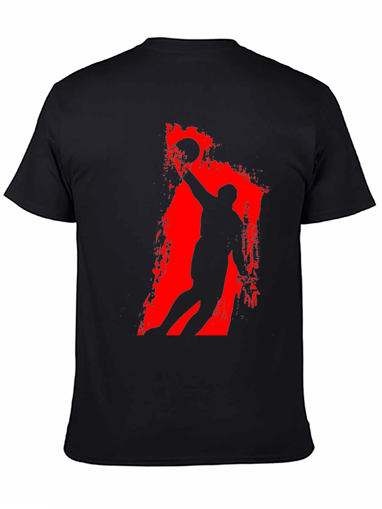 Basketball Silhouette Graphic Tee - Black Cotton T-Shirt