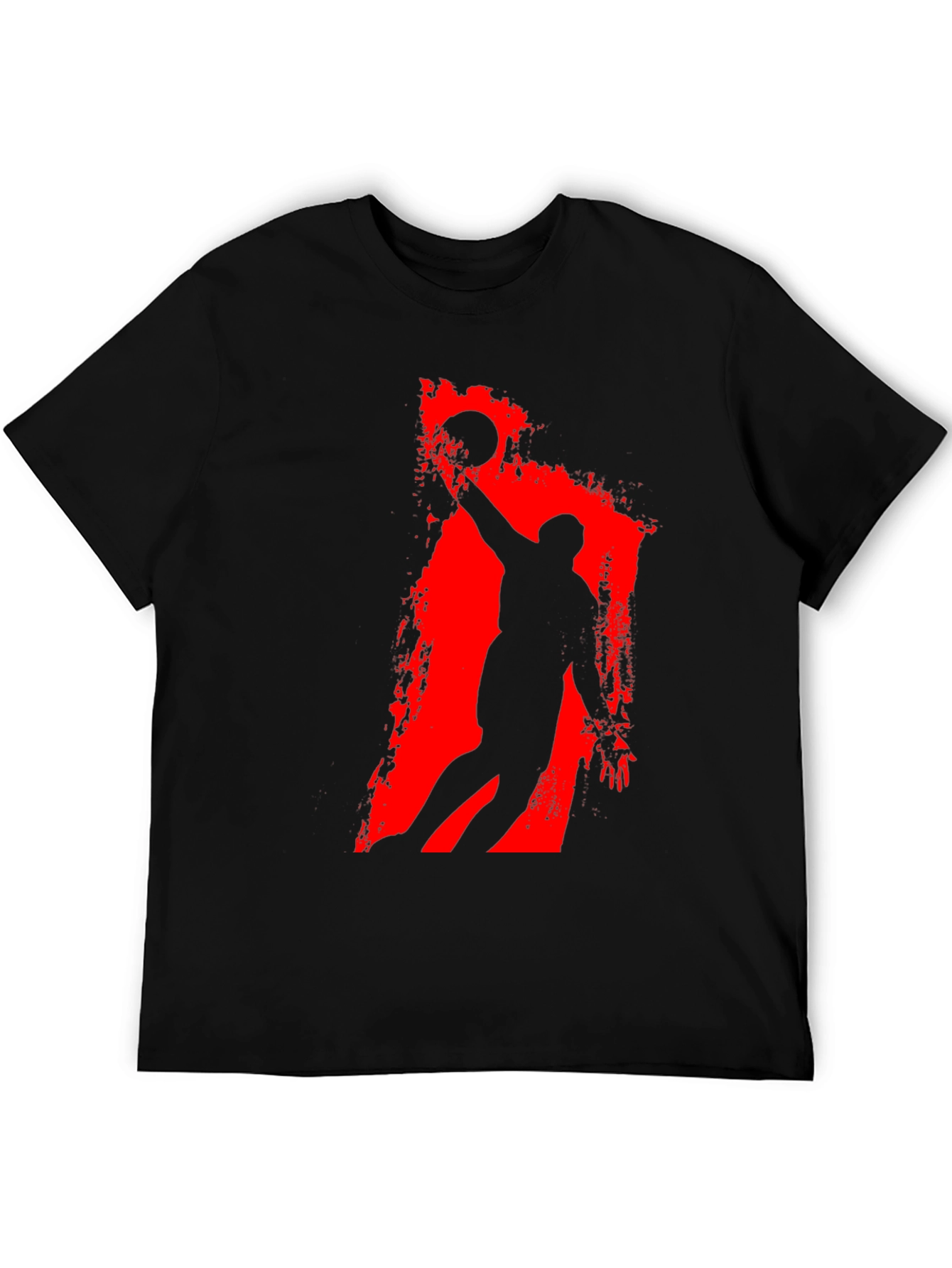 Basketball Silhouette Graphic Tee - Black Cotton T-Shirt