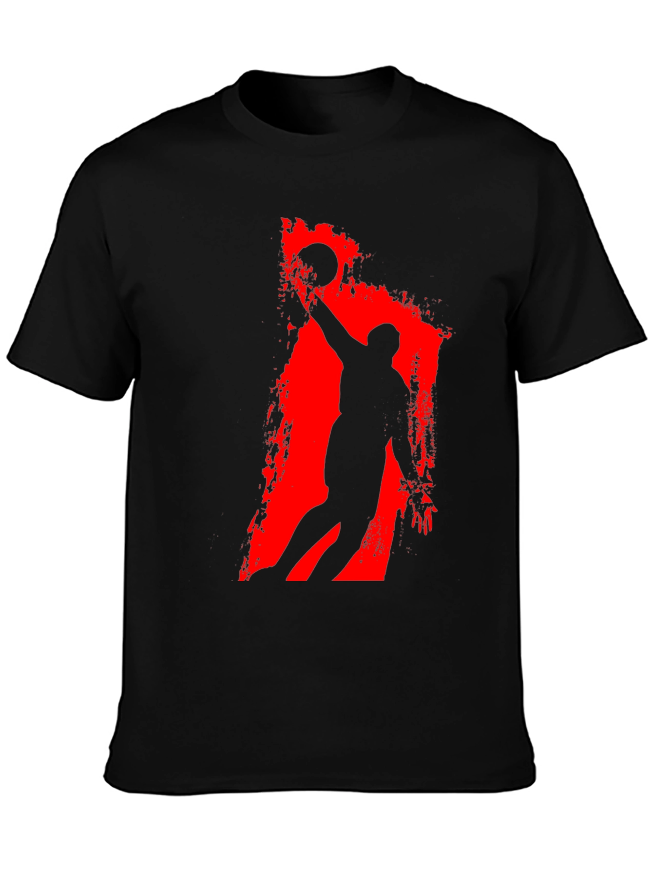 Basketball Silhouette Graphic Tee - Black Cotton T-Shirt