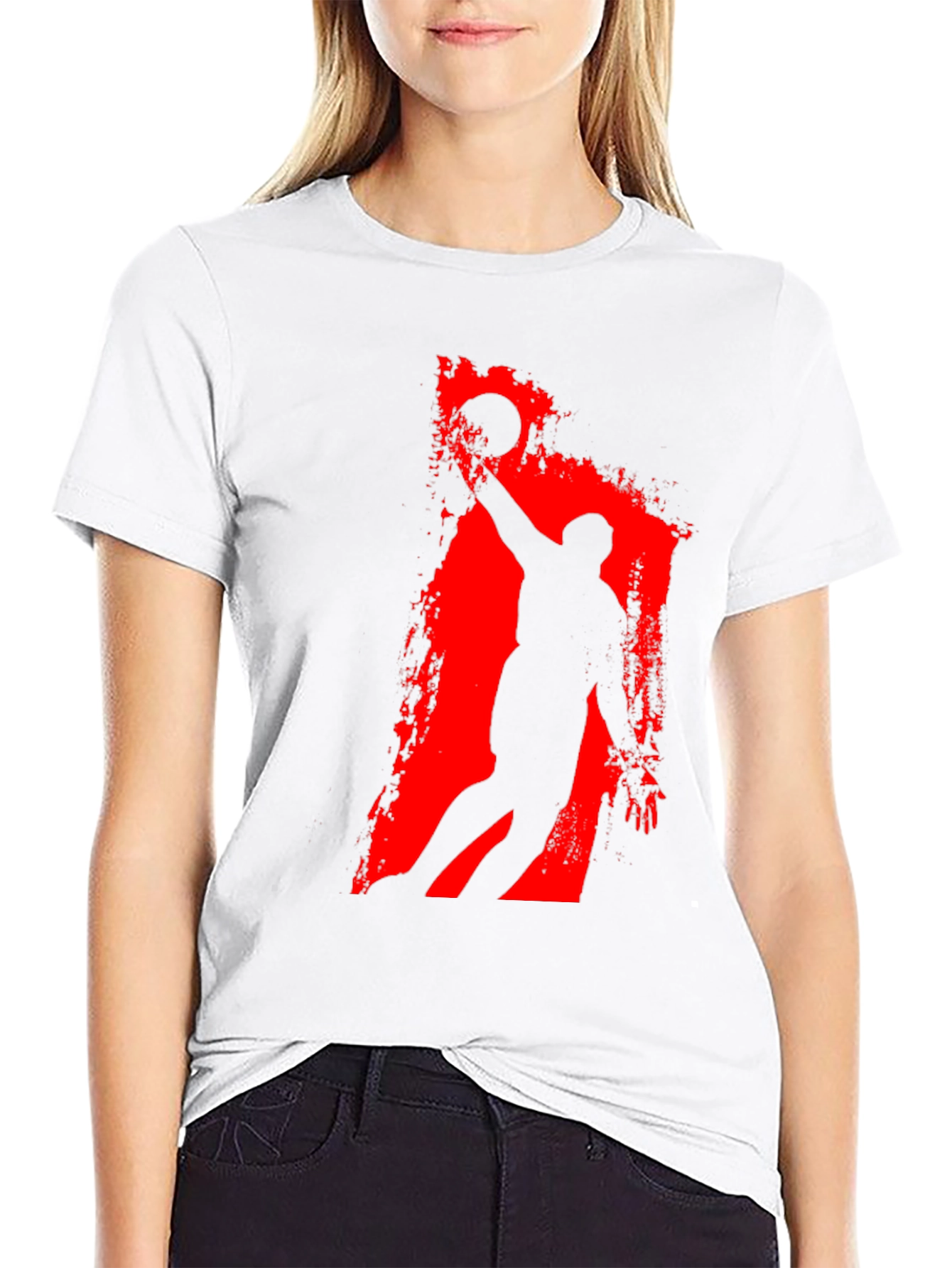 Basketball Silhouette Graphic Tee - Black Cotton T-Shirt