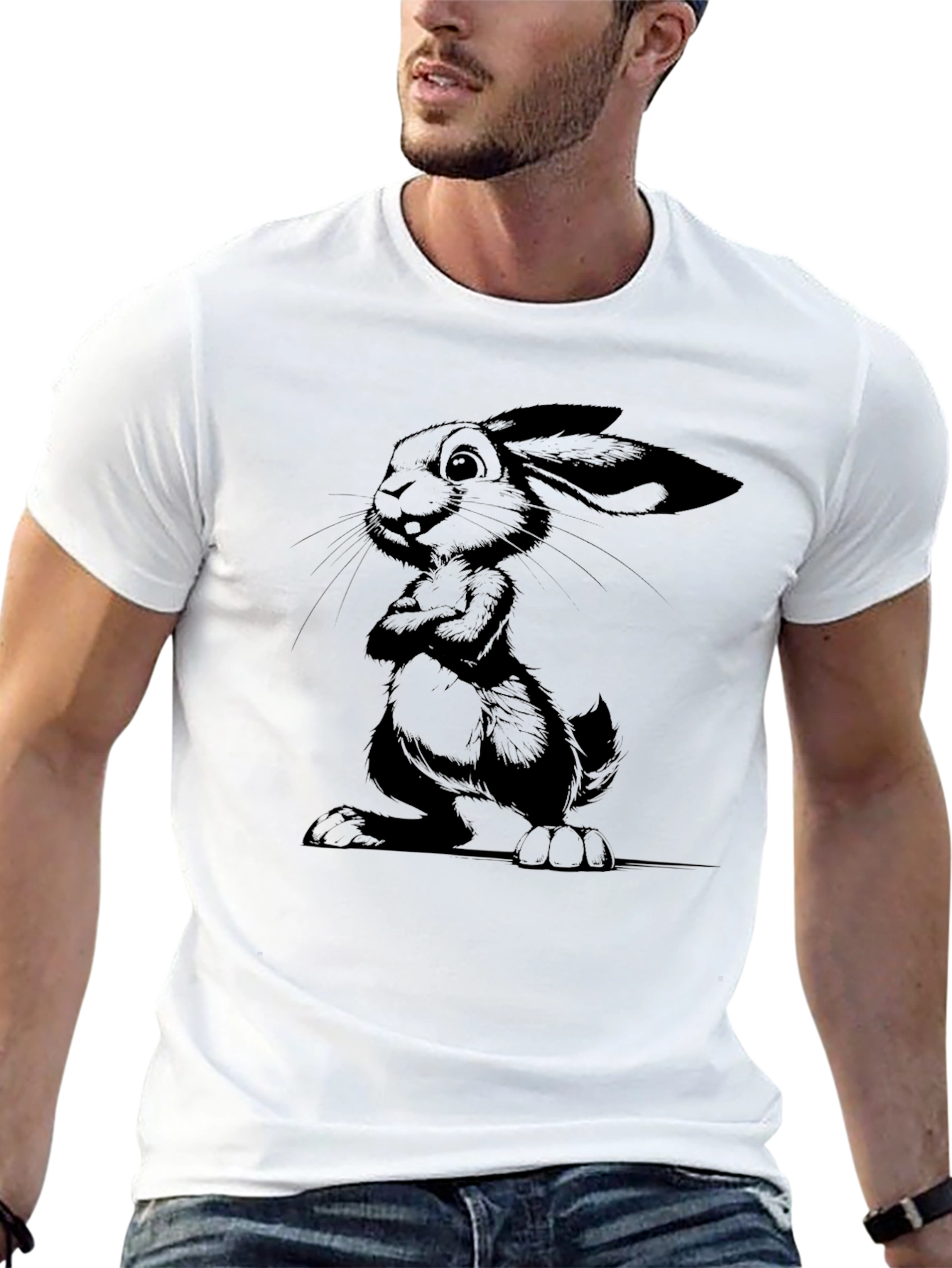Black Rabbit Graphic Tee - Mens Stylish Casual Shirt