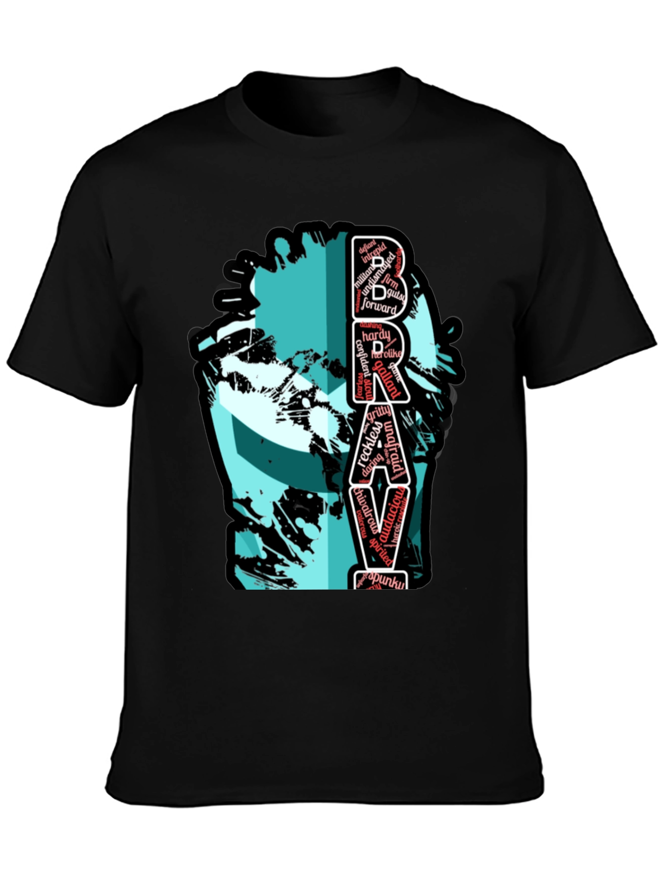 Bravery Word Art Graphic Tee - Black