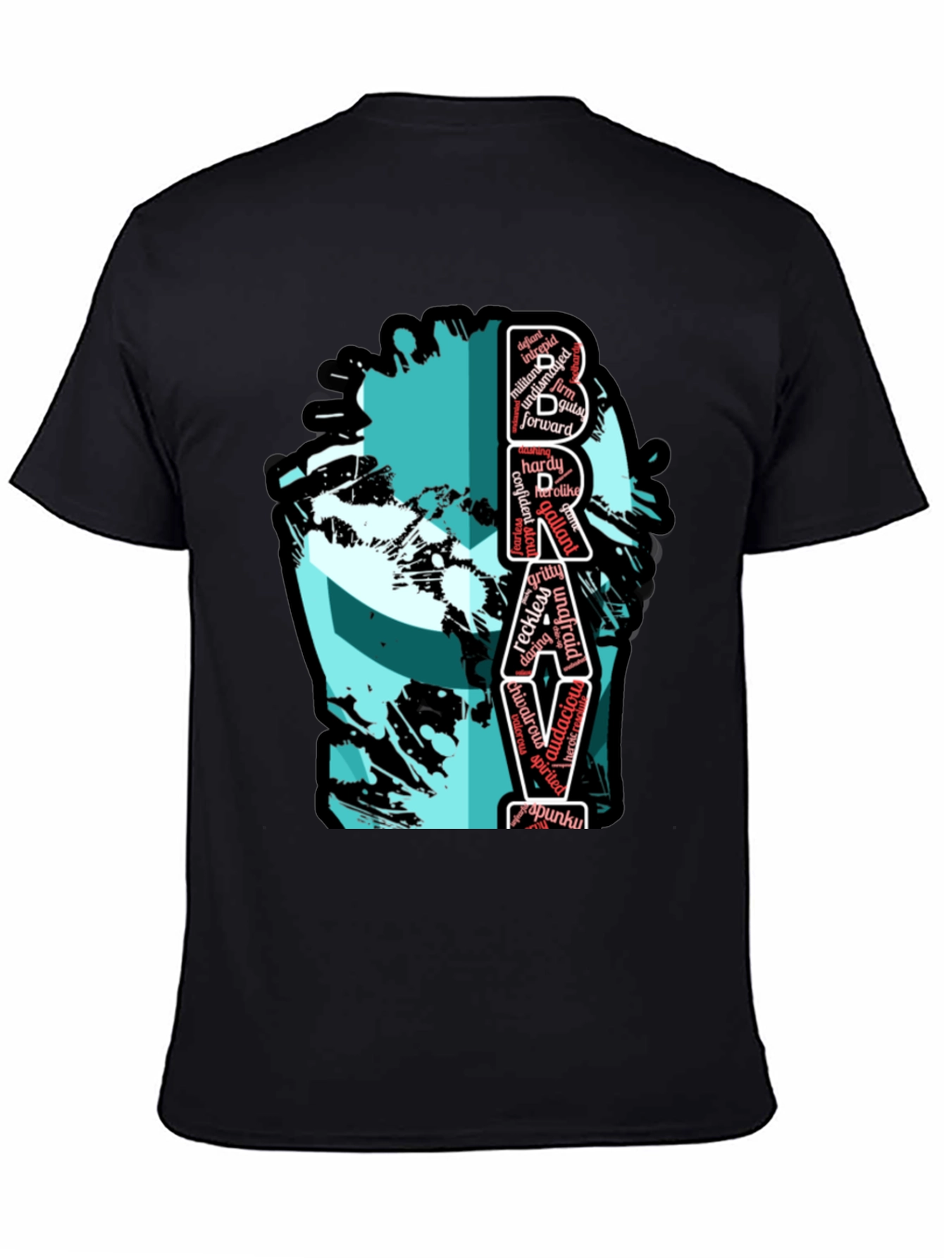 Bravery Word Art Graphic Tee - Black