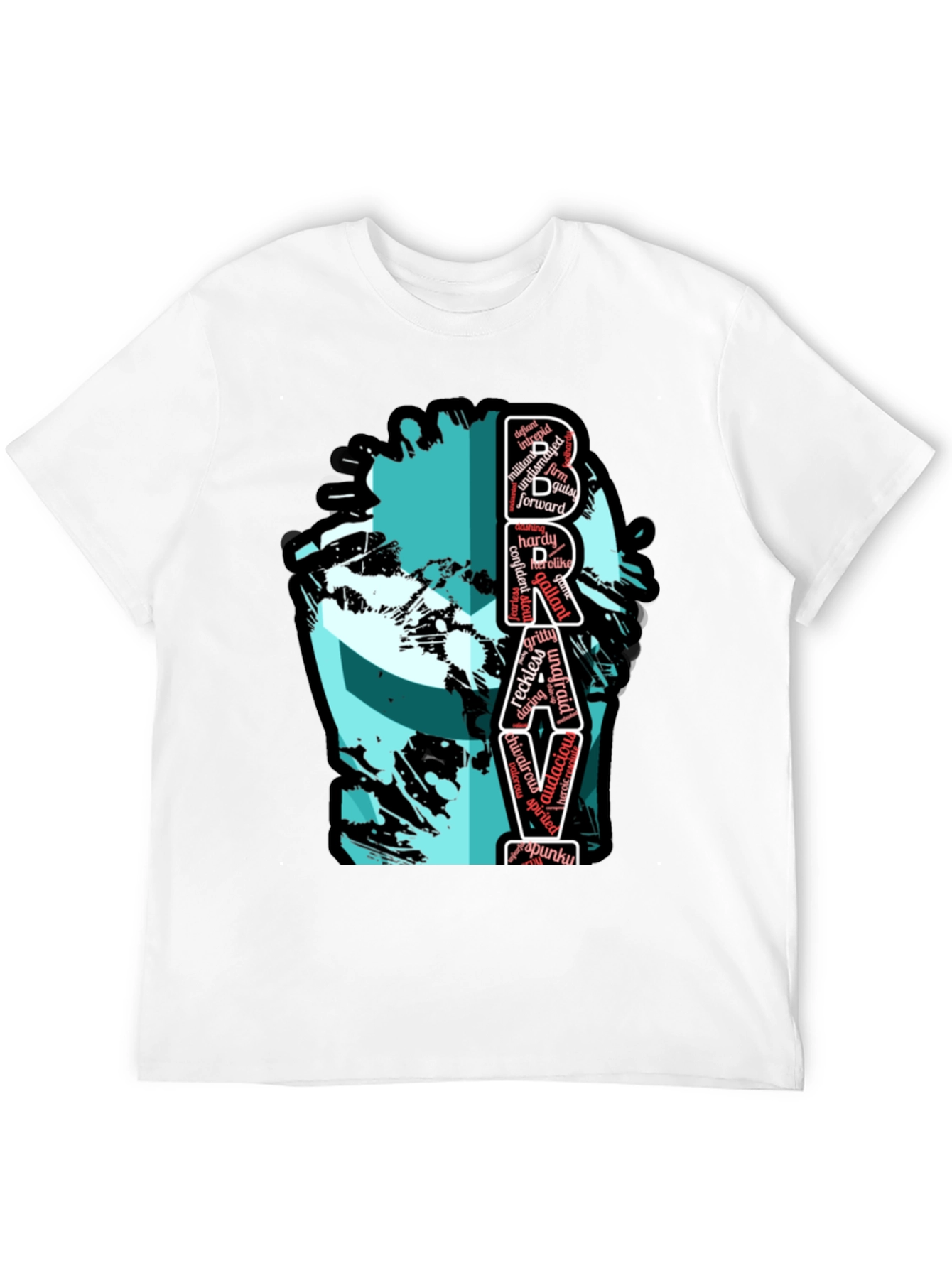 Bravery Word Art Graphic Tee - Black