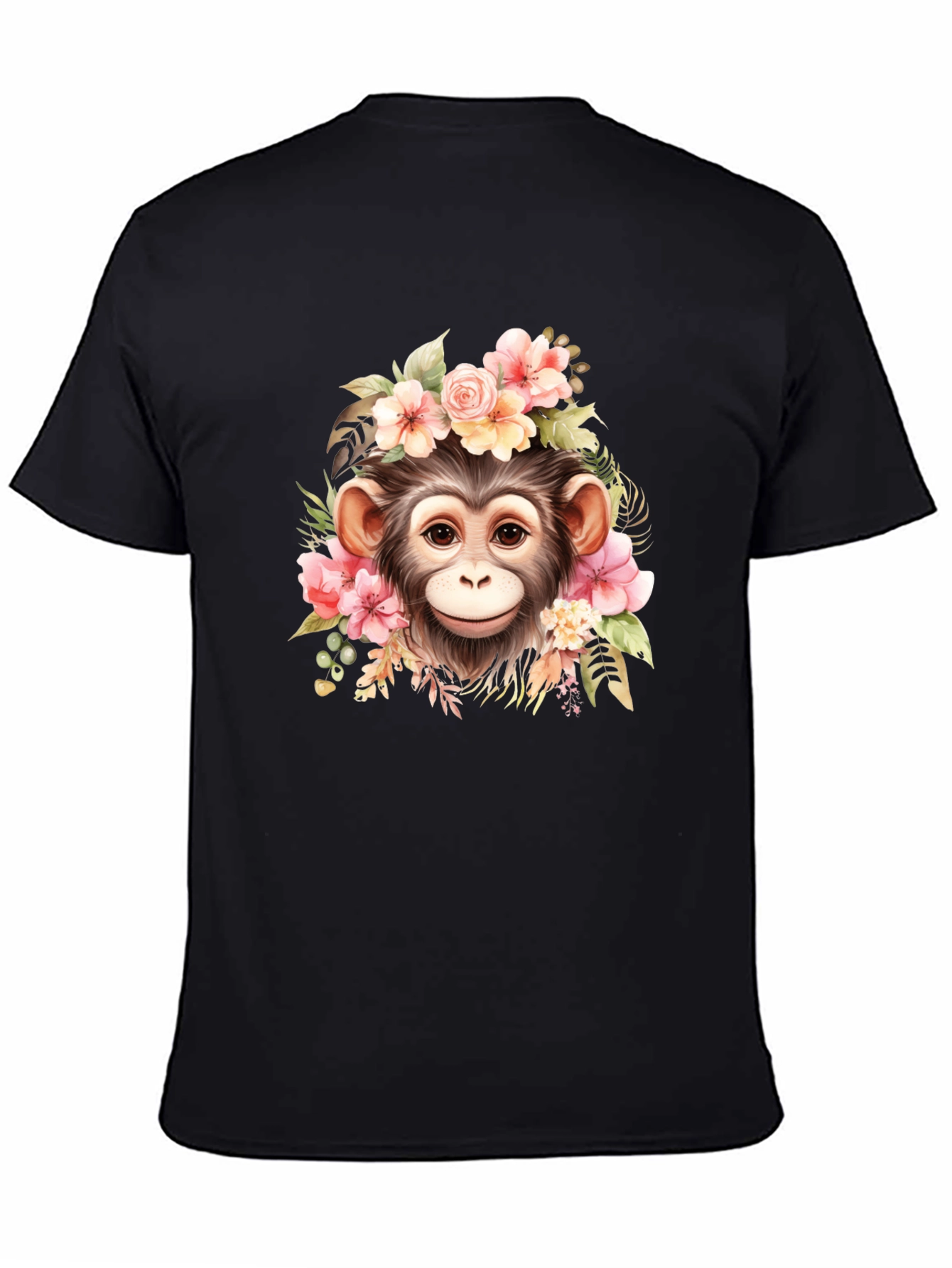Floral Monkey Graphic T-Shirt - Unisex Casual Tee