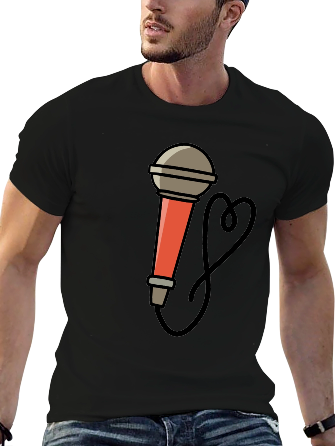 Mic Graphic Tee - Cool Cartoon Microphone Design