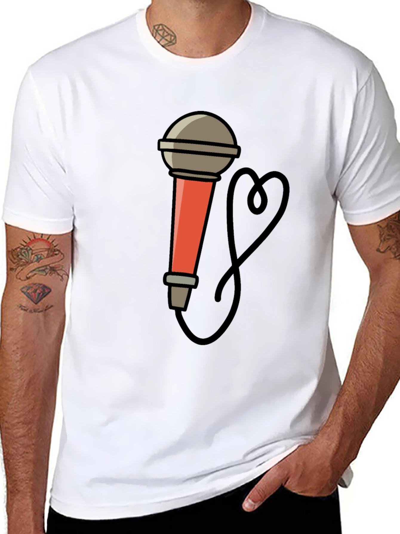 Mic Graphic Tee - Cool Cartoon Microphone Design