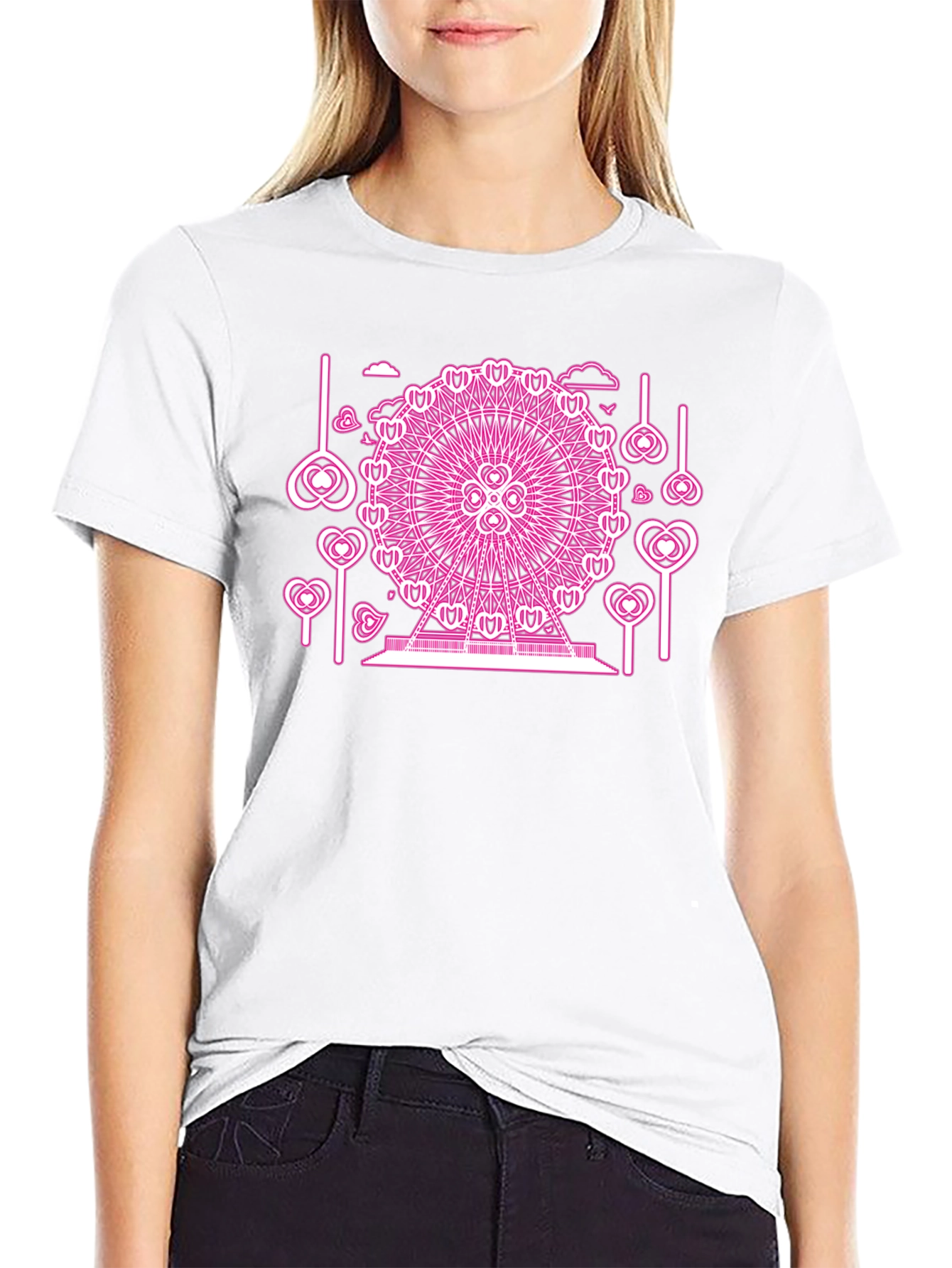 Pink Neon Ferris Wheel Graphic Tee