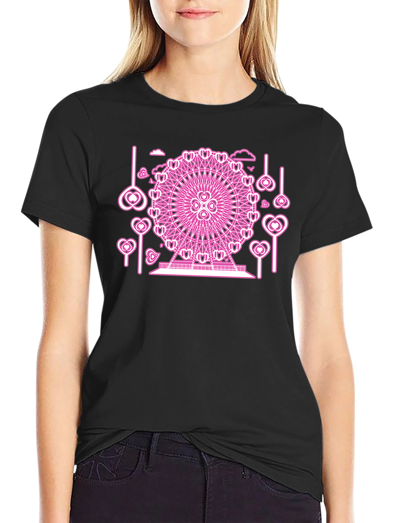 Pink Neon Ferris Wheel Graphic Tee