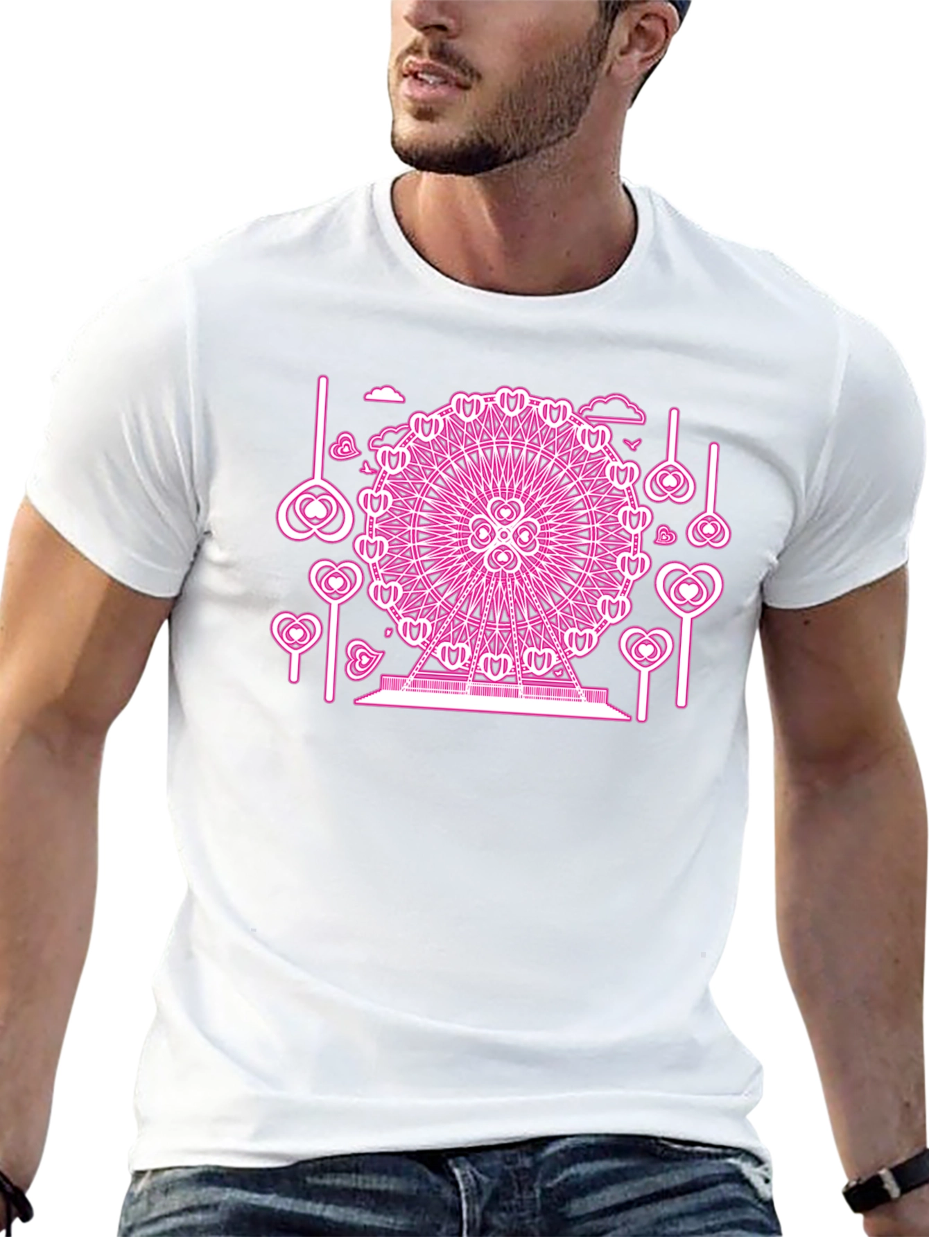 Pink Neon Ferris Wheel Graphic Tee