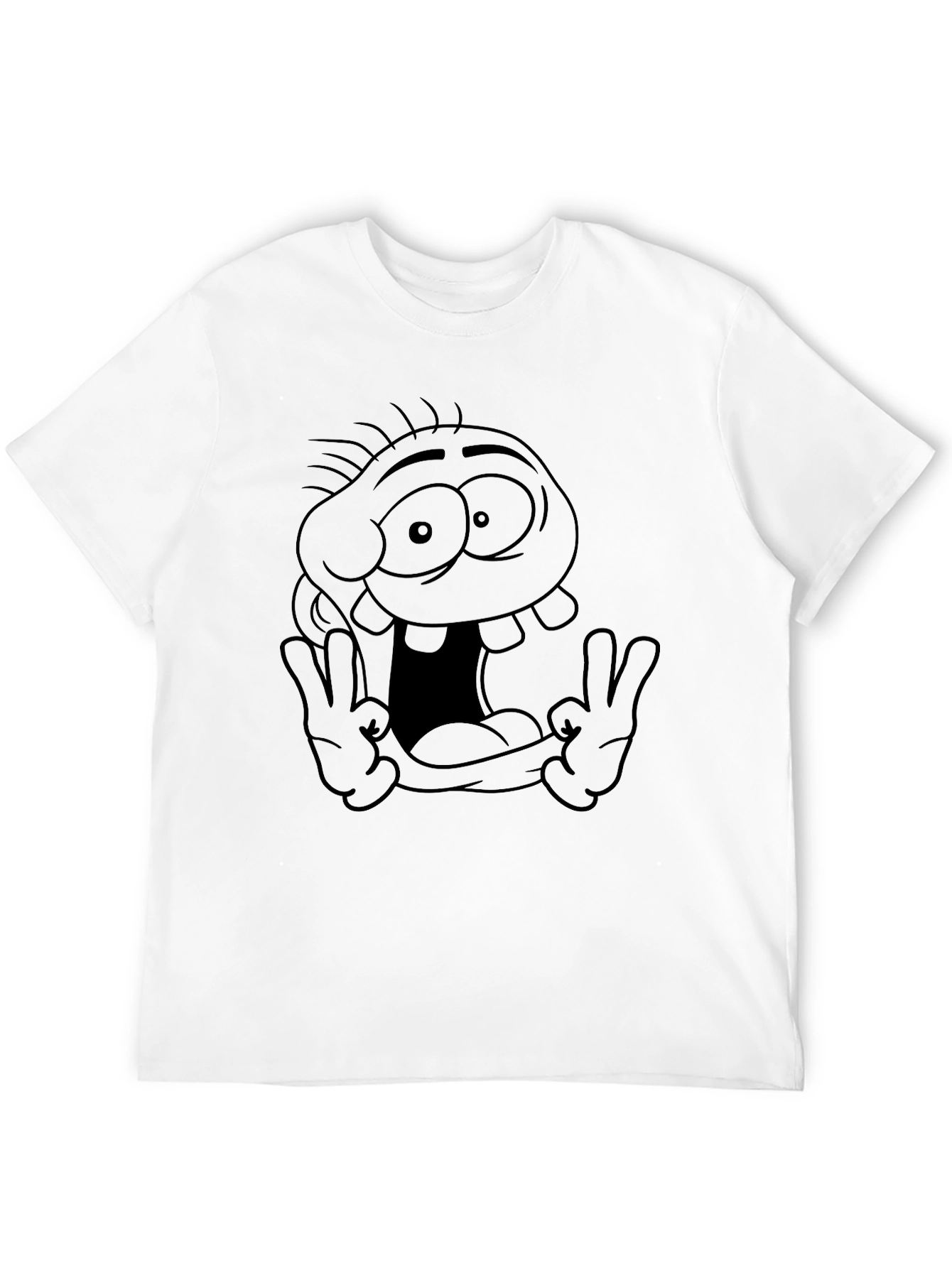 Cartoon Character Graphic Tee - Black