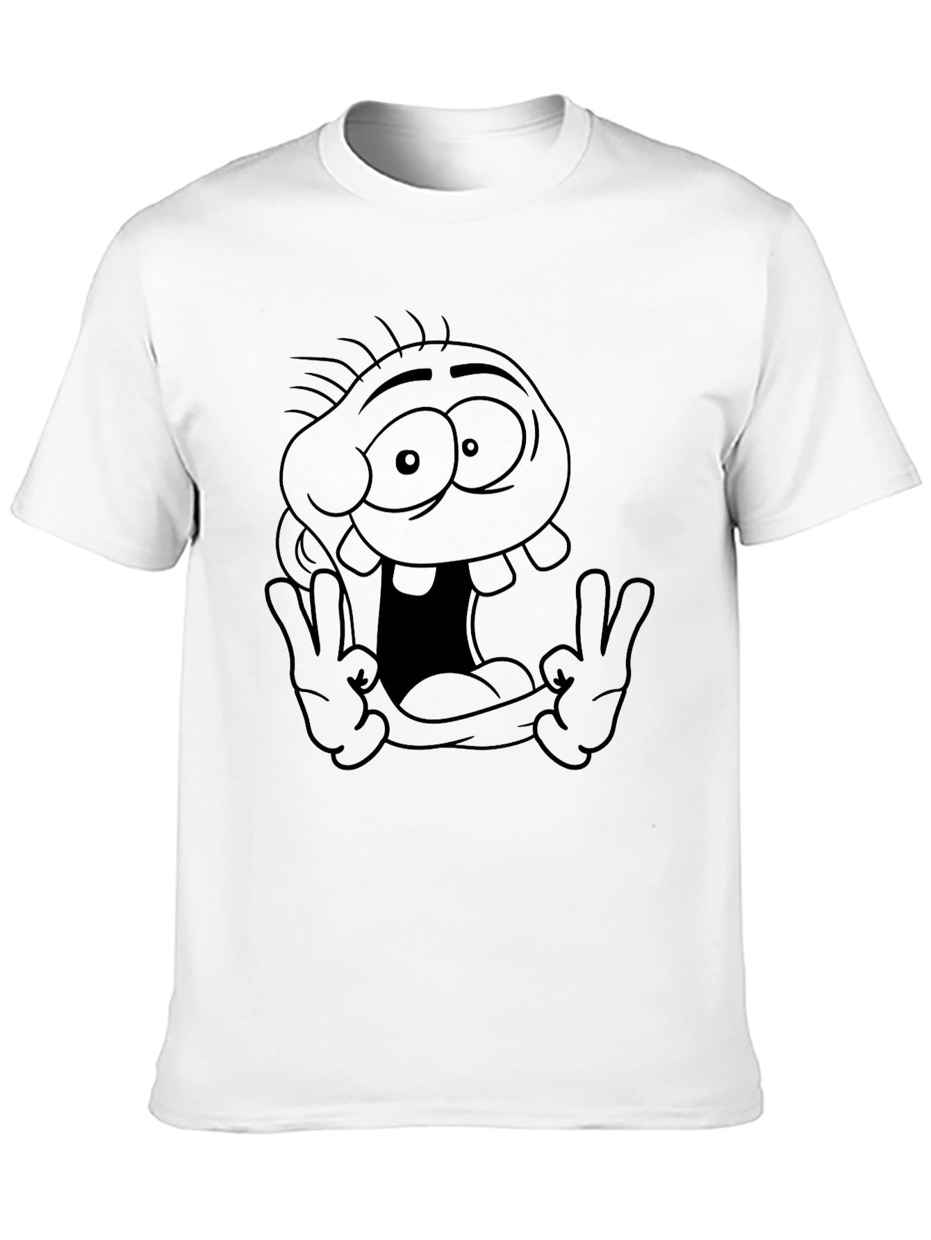 Cartoon Character Graphic Tee - Black