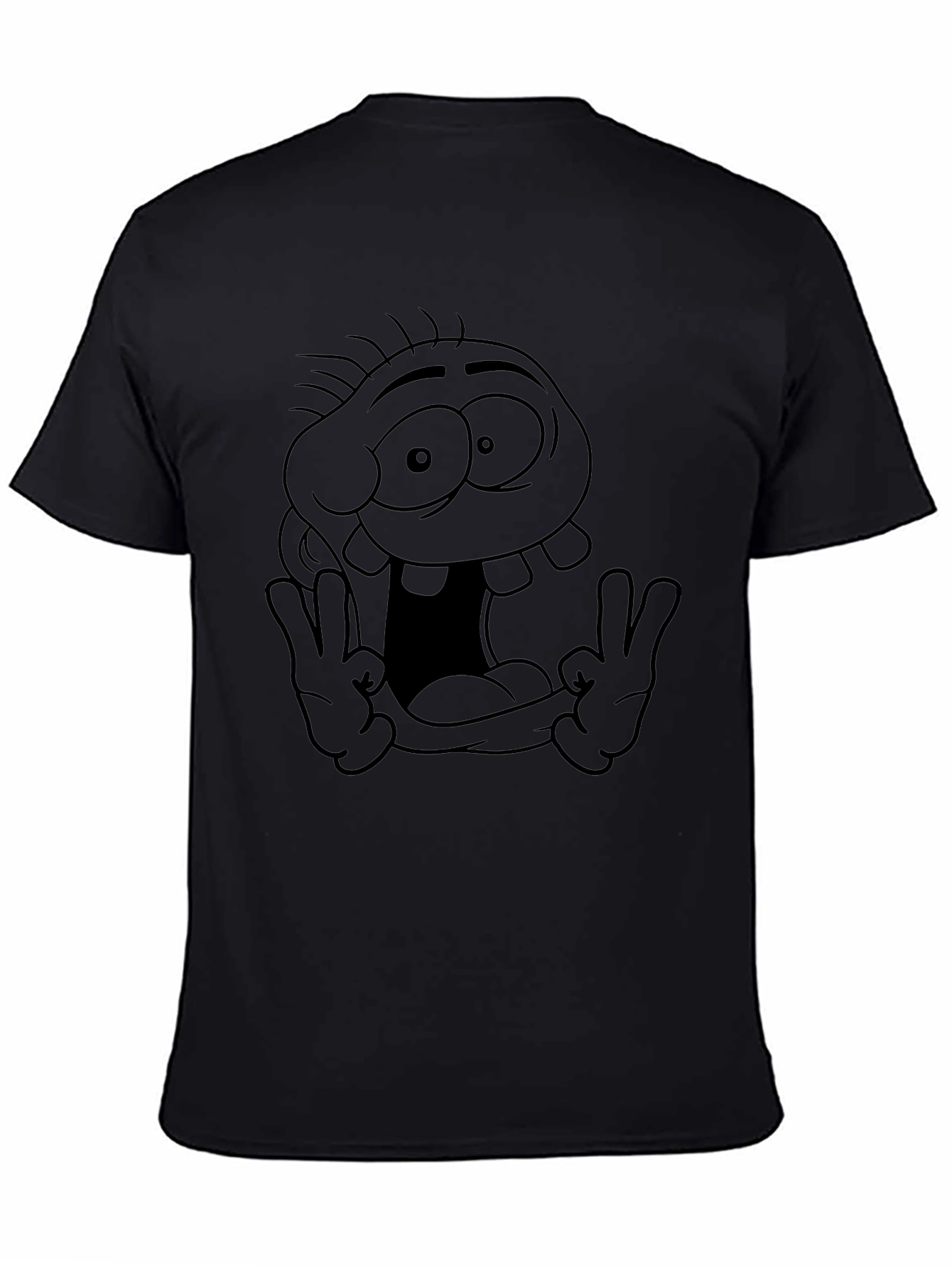 Cartoon Character Graphic Tee - Black