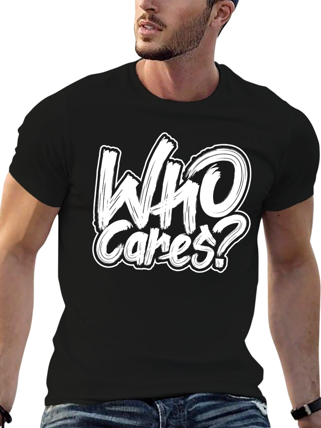 Who Cares? Graphic Black T-Shirt