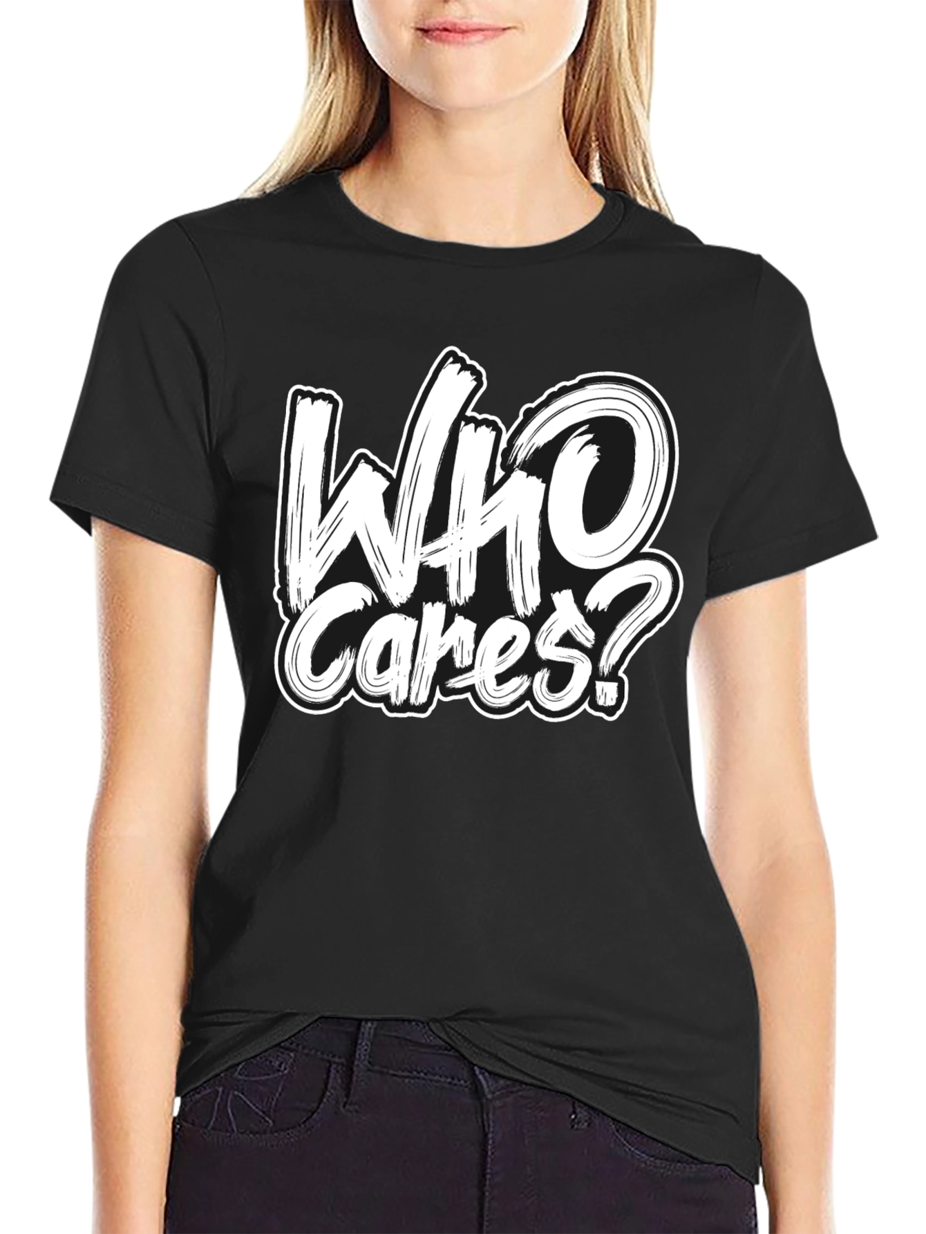 Who Cares? Graphic Black T-Shirt