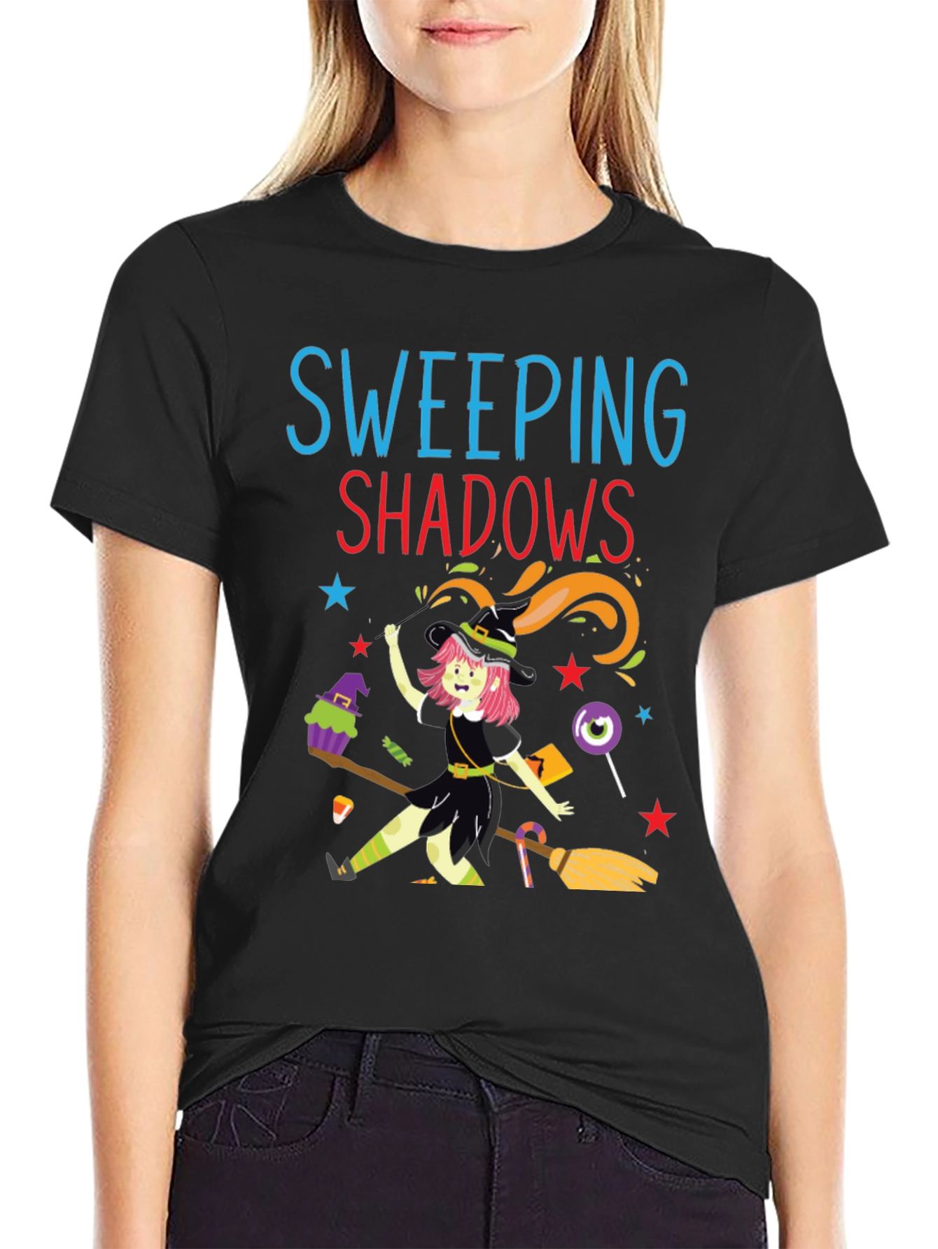 Sweeping Shadows Halloween Witch T-Shirt