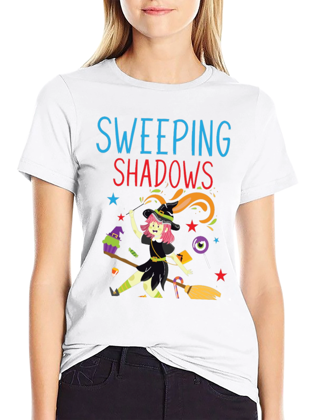 Sweeping Shadows Halloween Witch T-Shirt