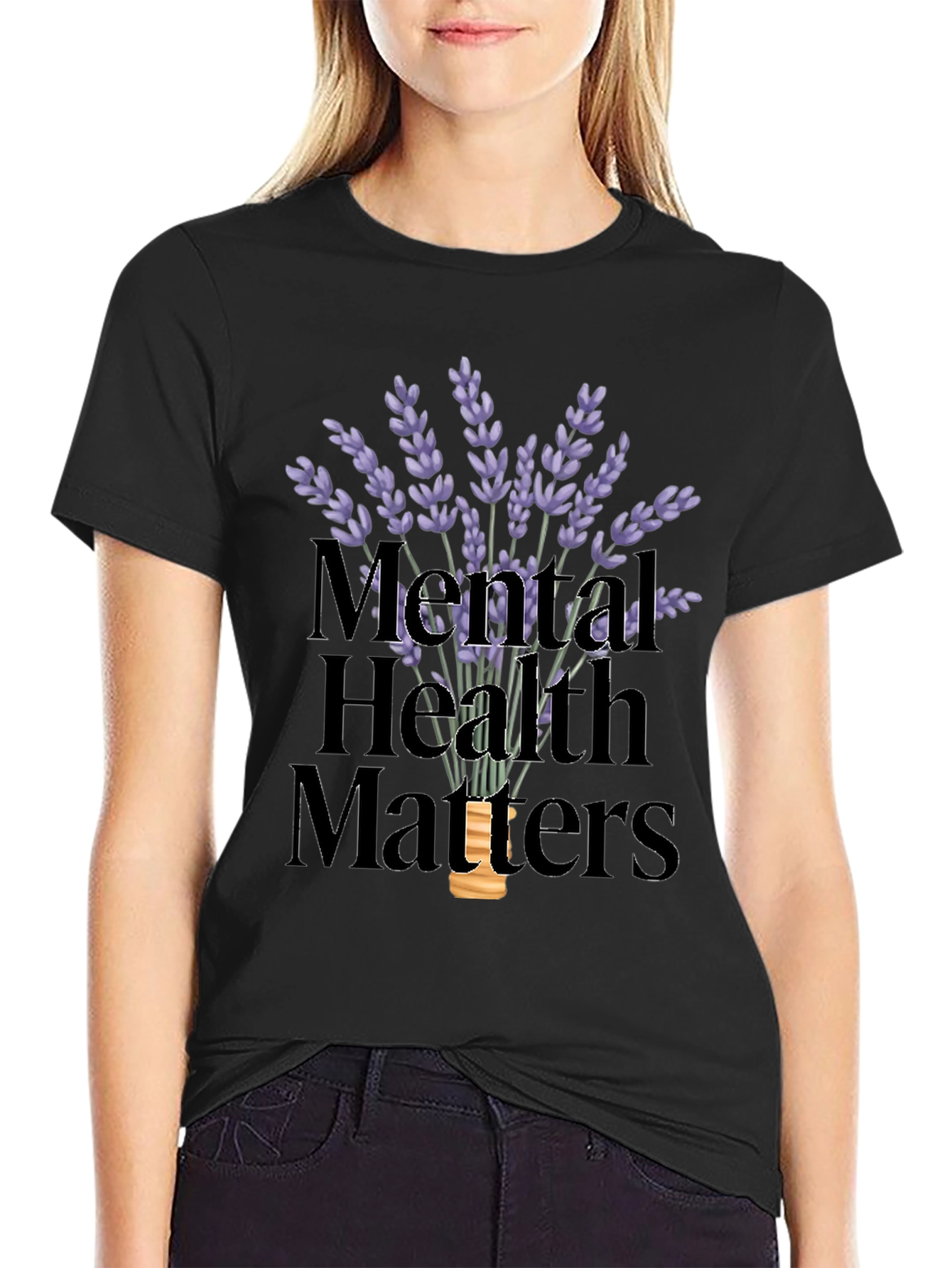 Mental Health Matters T-Shirt with Lavender Design