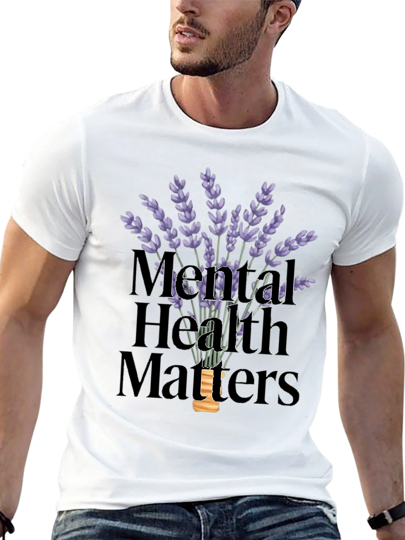 Mental Health Matters T-Shirt with Lavender Design