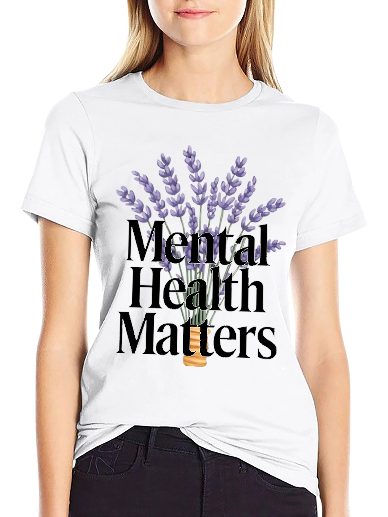 Mental Health Matters T-Shirt with Lavender Design