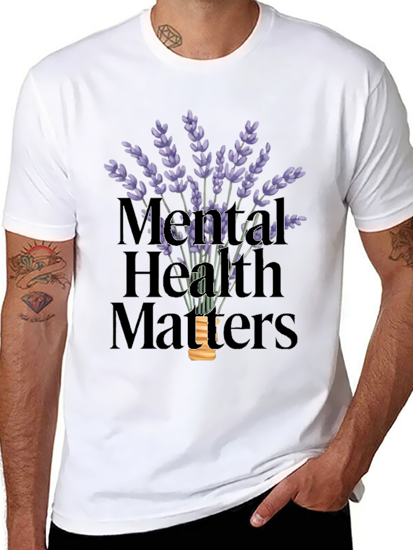 Mental Health Matters T-Shirt with Lavender Design