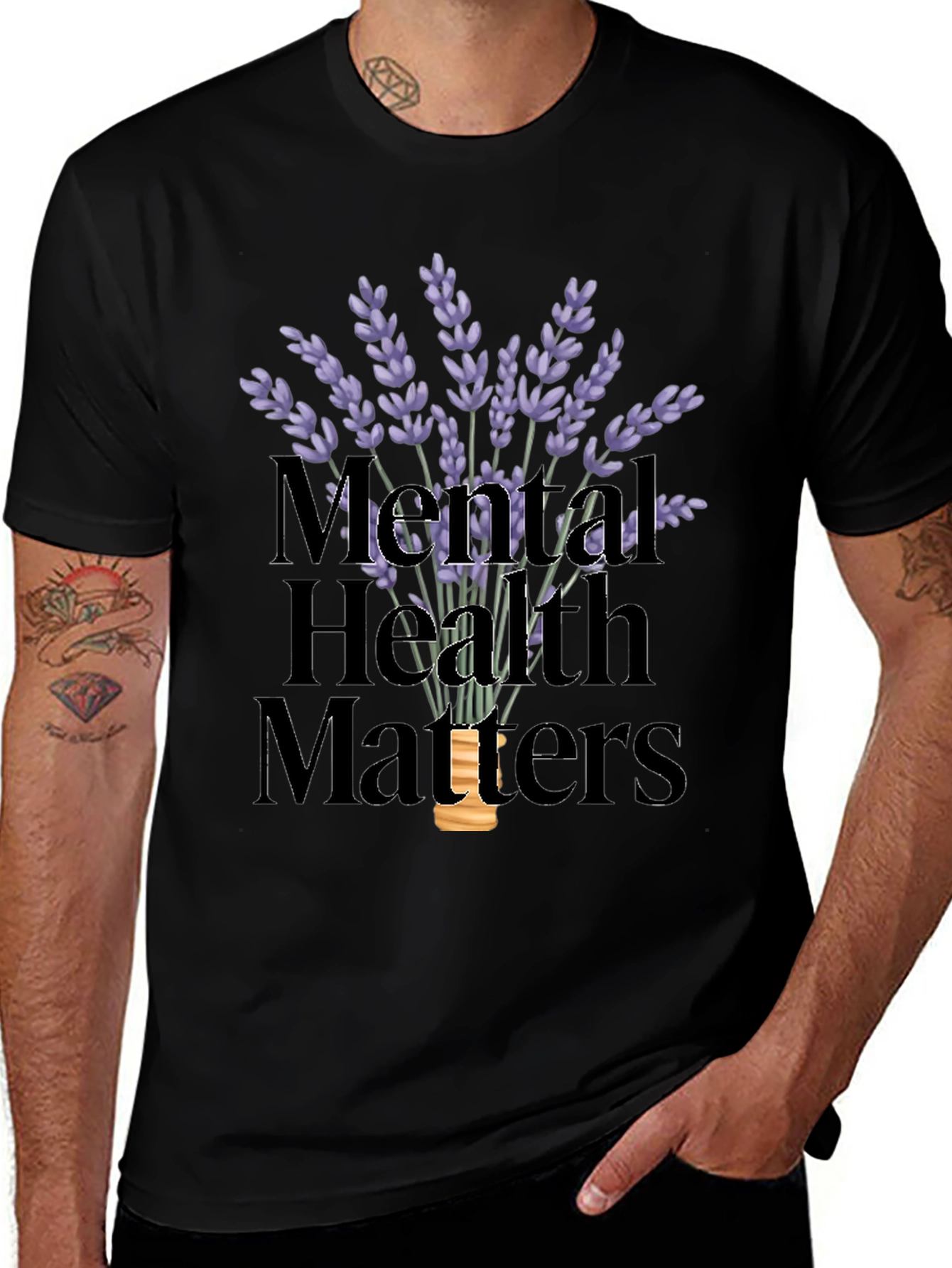 Mental Health Matters T-Shirt with Lavender Design