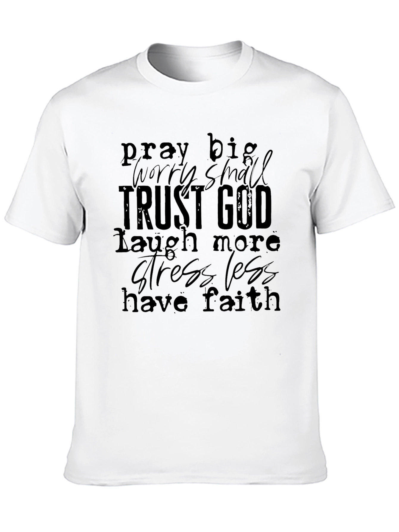Inspirational Trust God Graphic T-Shirt - Black