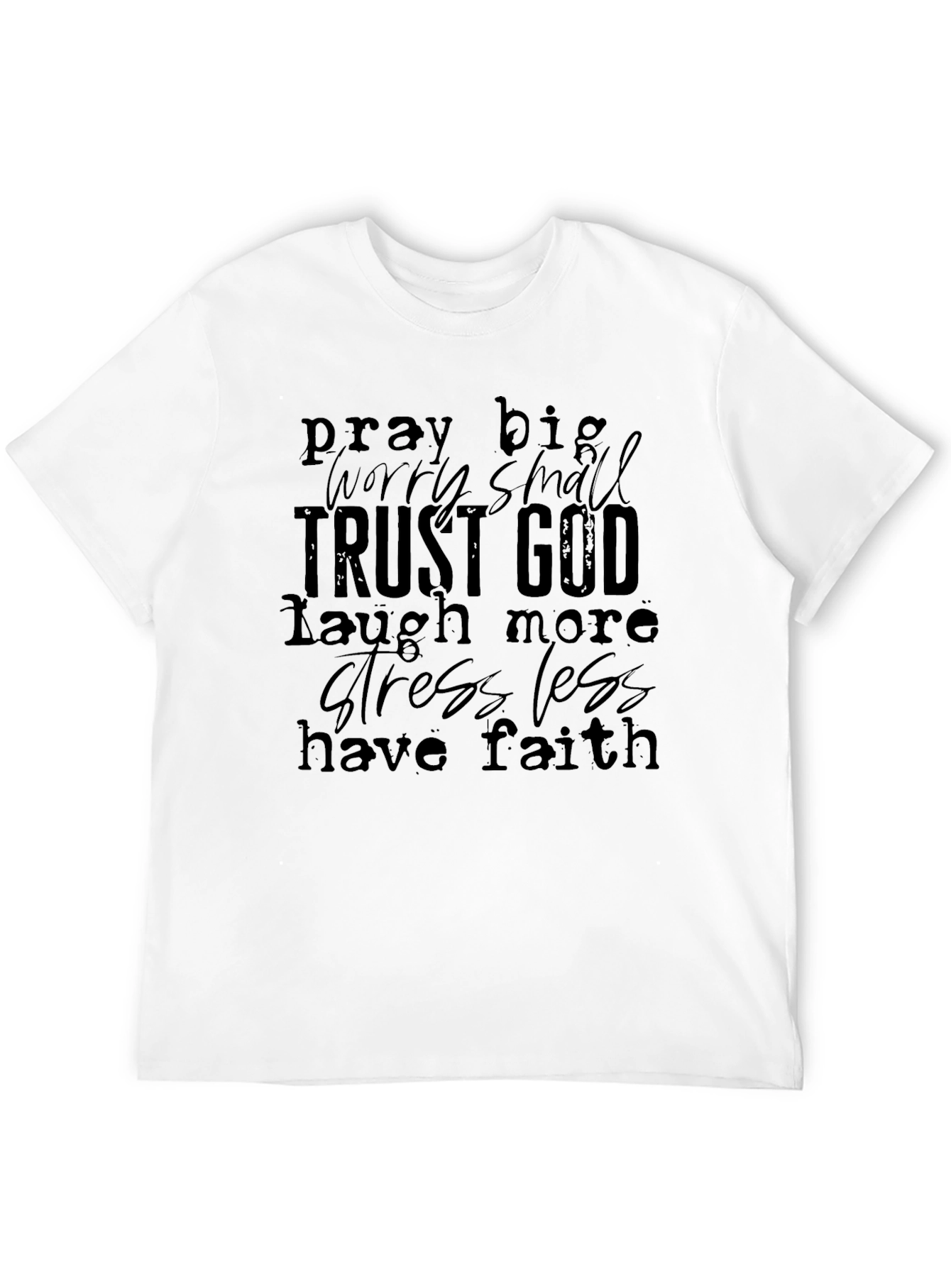 Inspirational Trust God Graphic T-Shirt - Black