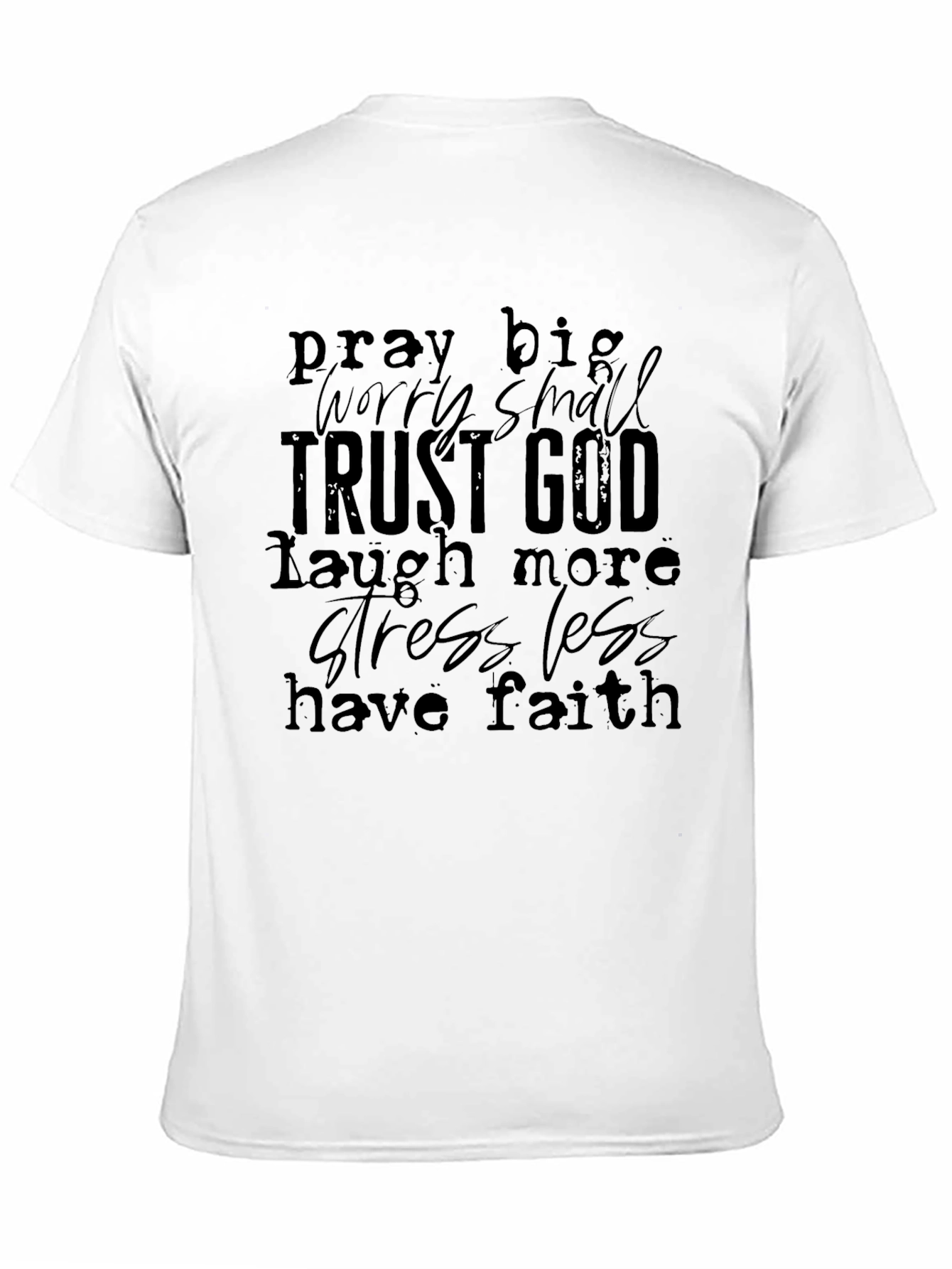 Inspirational Trust God Graphic T-Shirt - Black