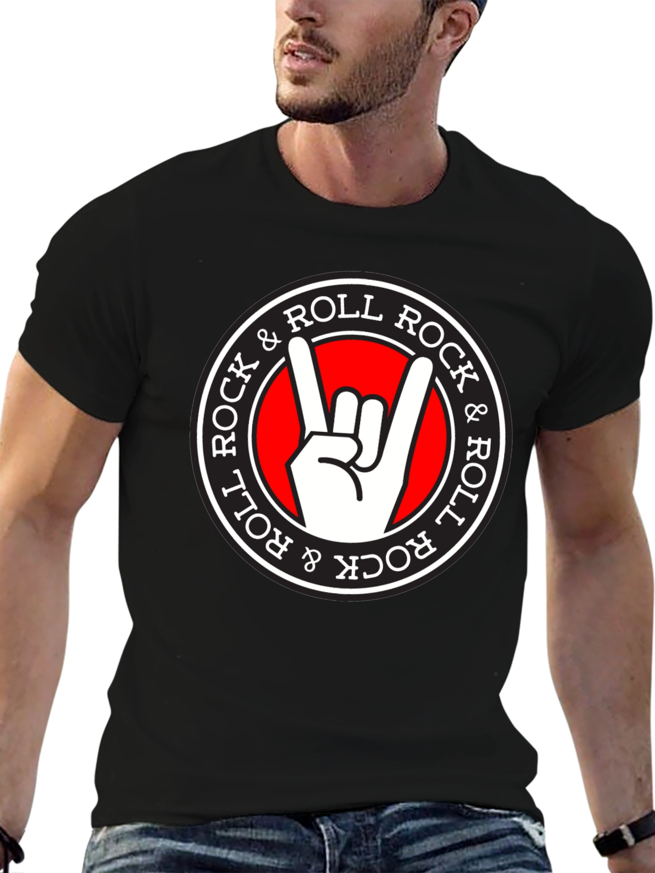 Rock & Roll Hand Sign Black T-Shirt