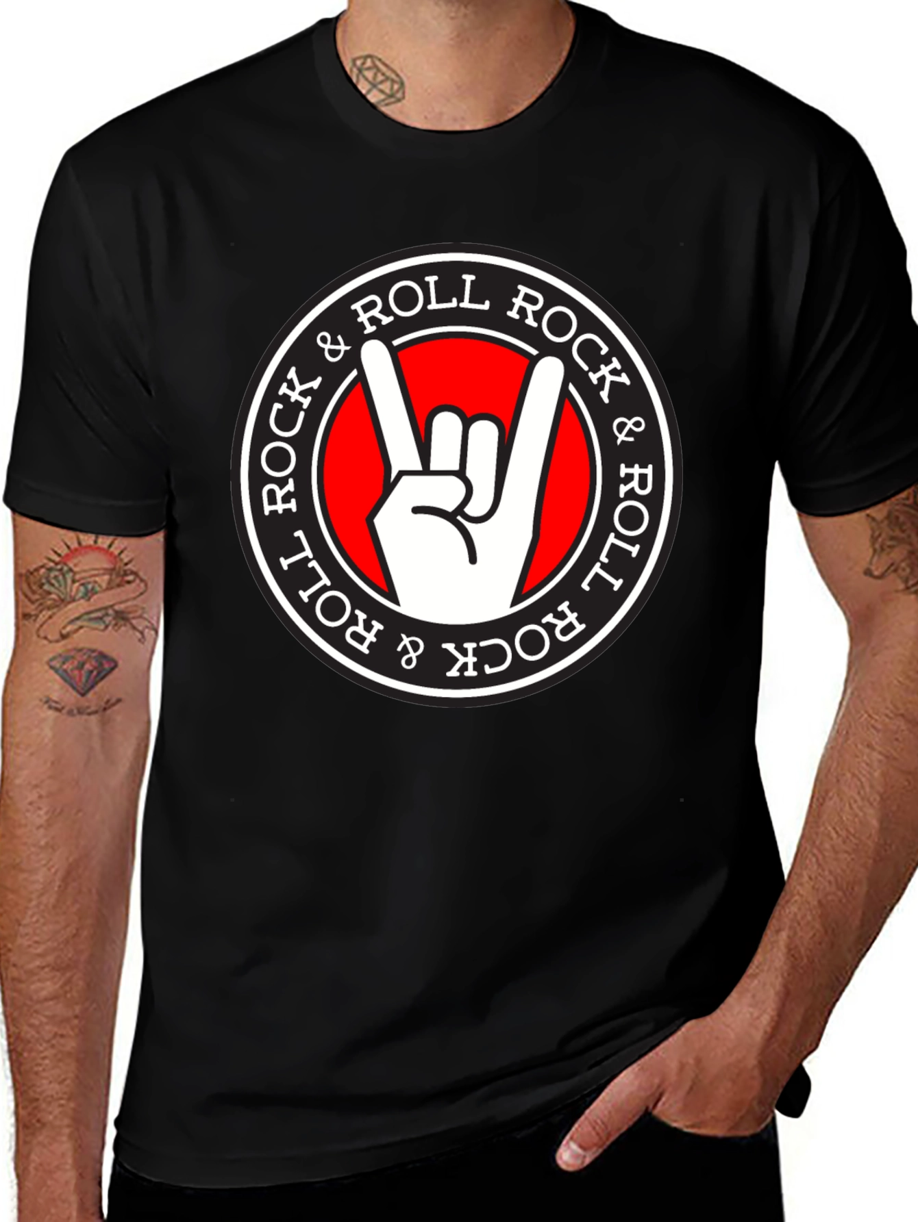 Rock & Roll Hand Sign Black T-Shirt
