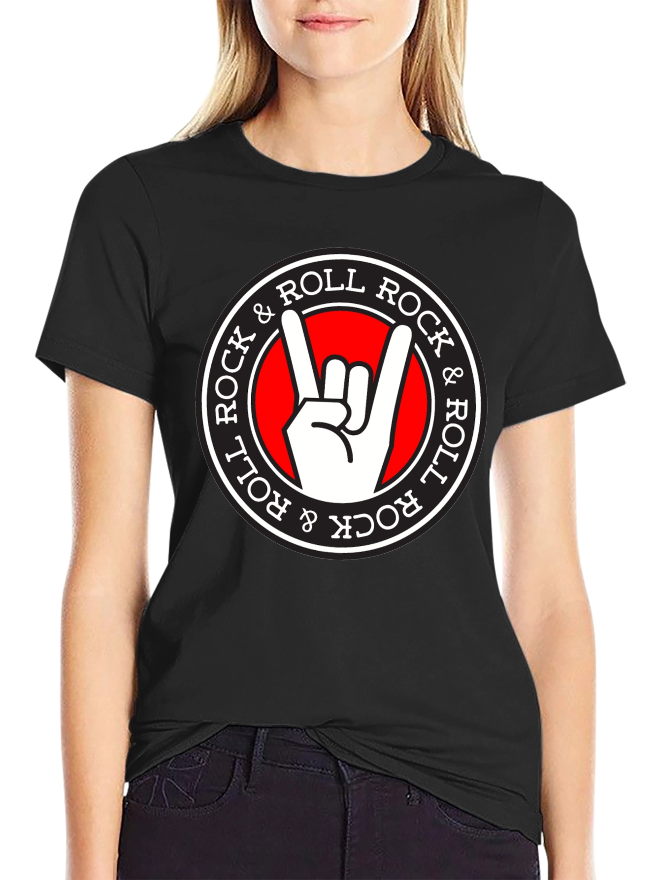 Rock & Roll Hand Sign Black T-Shirt