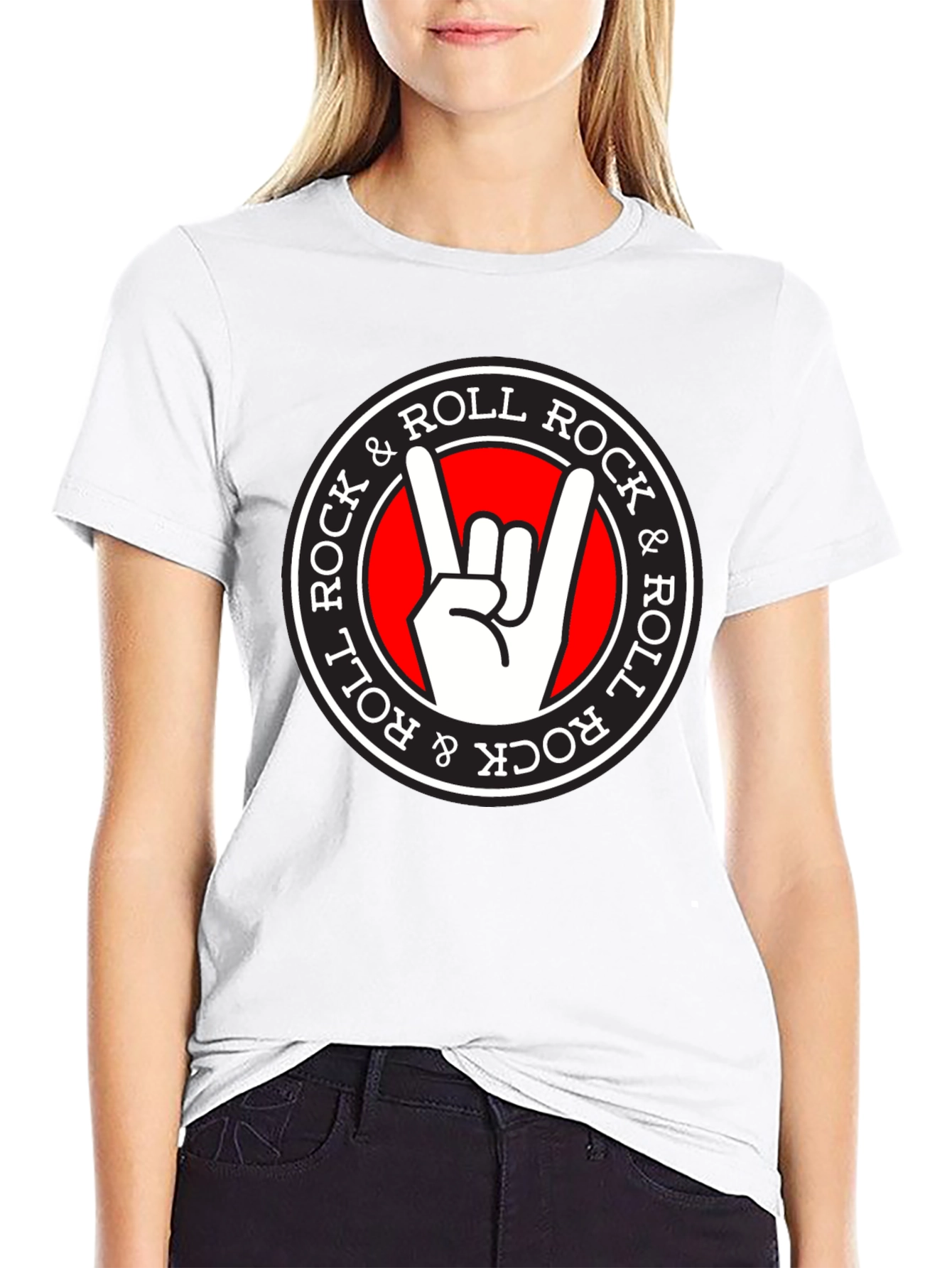 Rock & Roll Hand Sign Black T-Shirt
