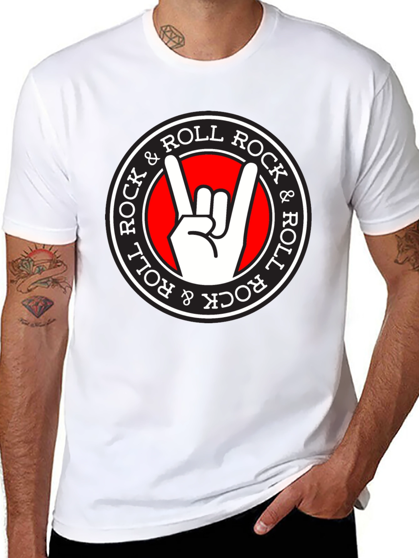 Rock & Roll Hand Sign Black T-Shirt