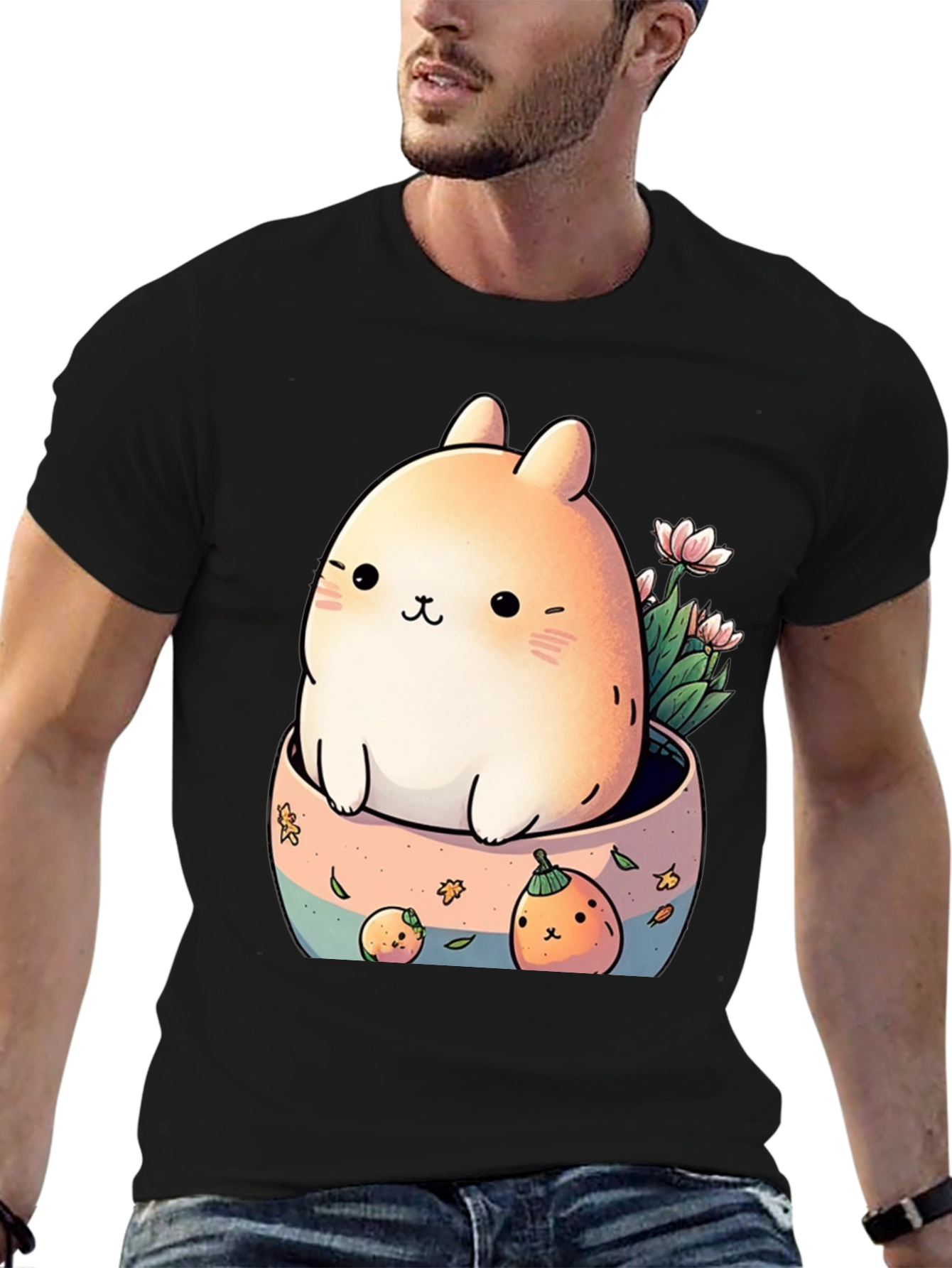 Cute Kawaii Bunny in Pot Graphic Tee