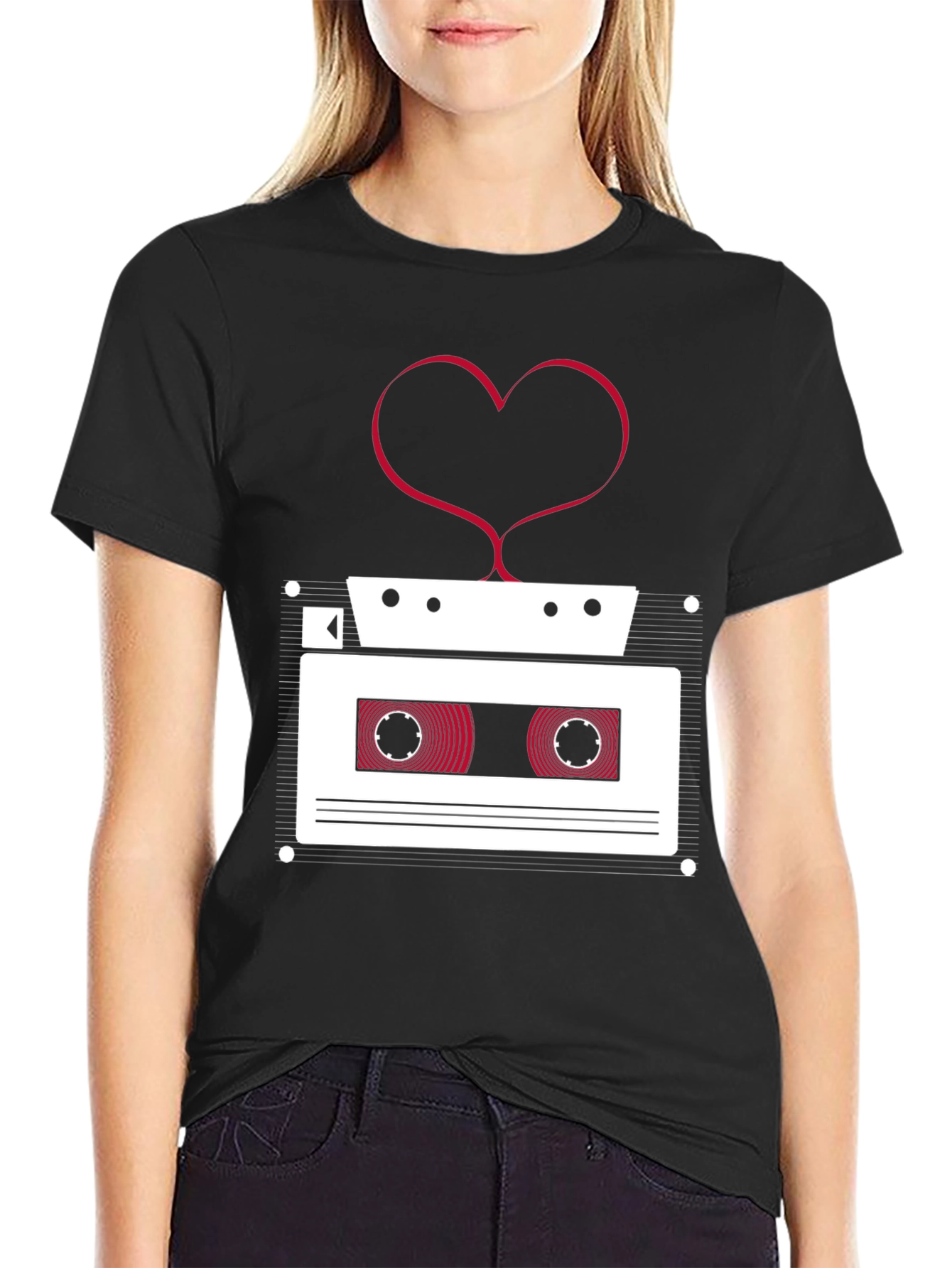 Retro Cassette Tape Heart T-Shirt - Music Lover Tee
